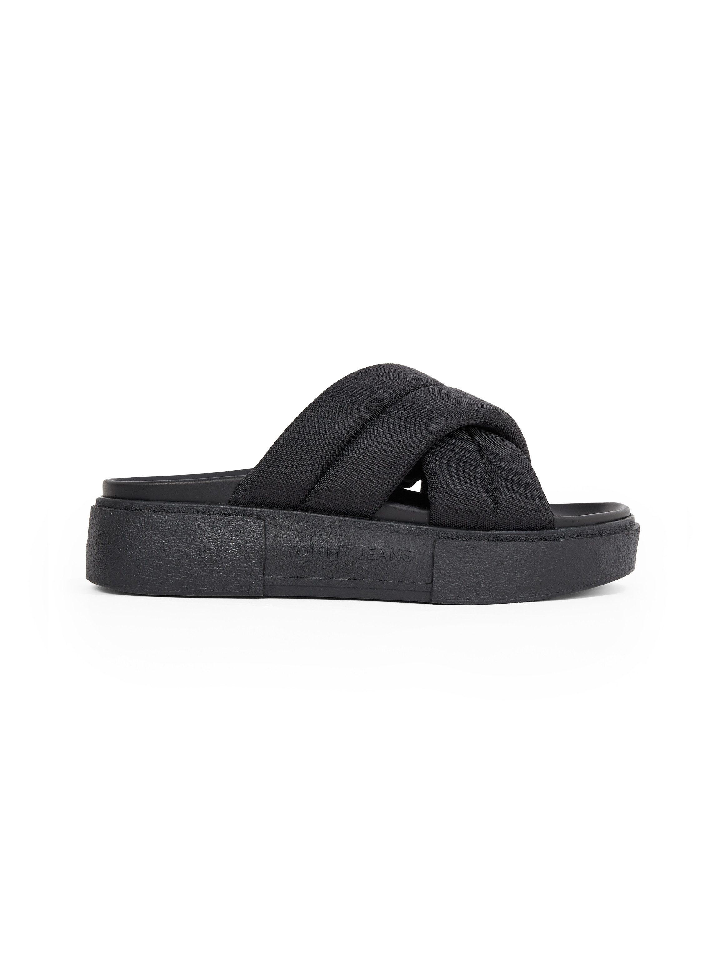 TOMMY JEANS Slippers TJW FLATFORM SANDAL , plateau, zomerschoen, instapschoen met gewatteerde bandages