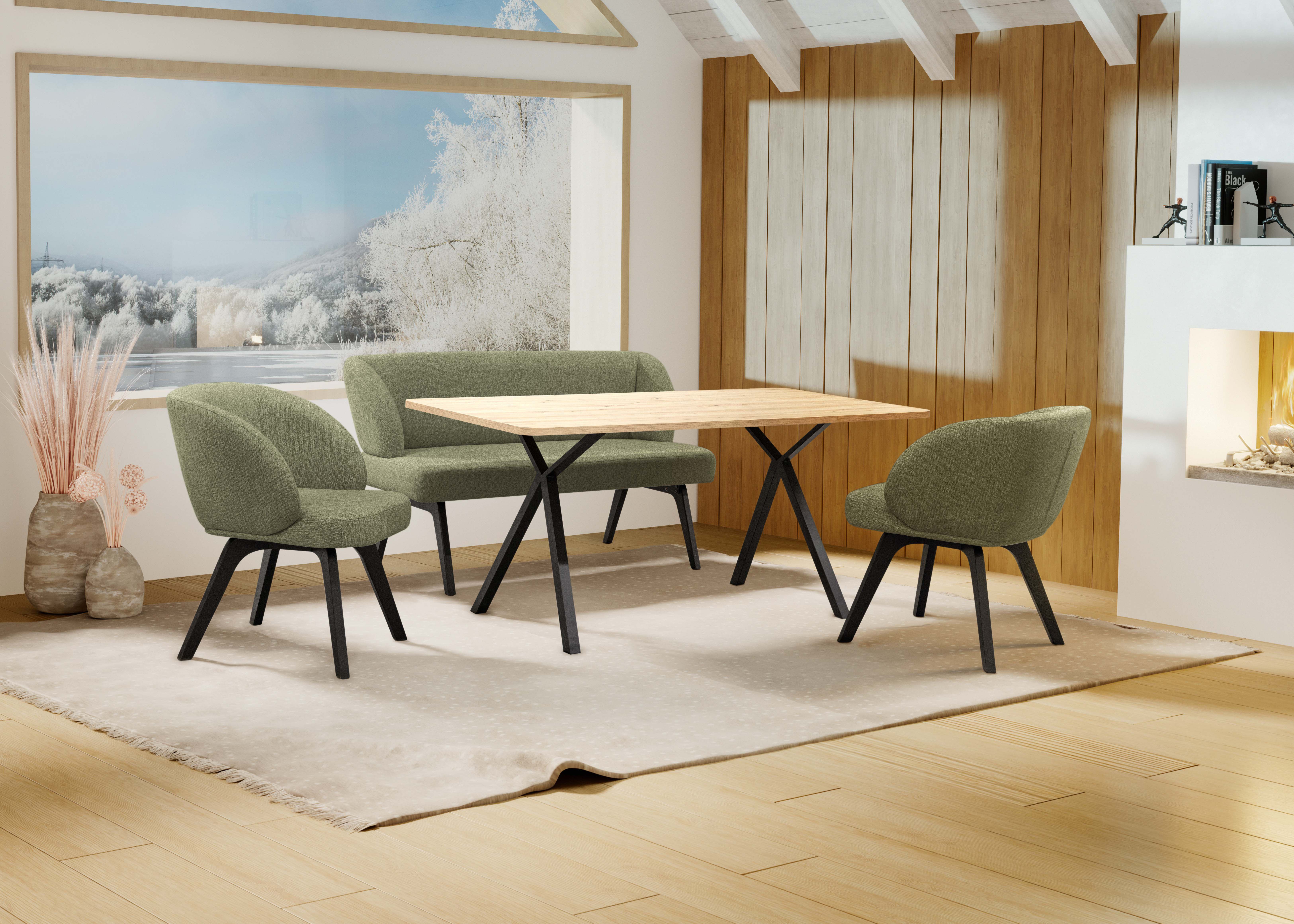 Home affaire Eethoek Aretha eettafelbank, zitgroep, keukenbank, gestoffeerde bank Eetkamer zitgroep, tafel, stoelen en bank gestoffeerd, Nosag-vering (4-delig)