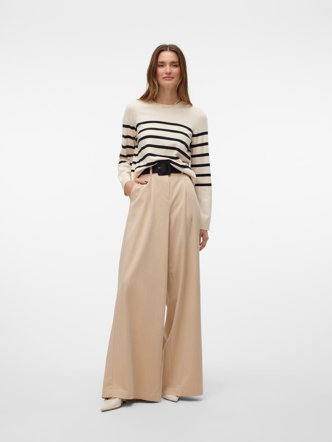 Vero Moda Trui met ronde hals VMSABA PLAIN LS O-NECK PULLOVER GA NOOS