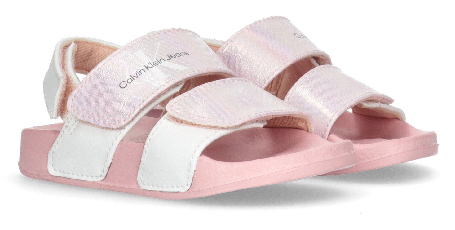 Calvin Klein Badslippers VELCRO SANDAL , zomerschoen, badschoen, klittenbandschoen, met glans