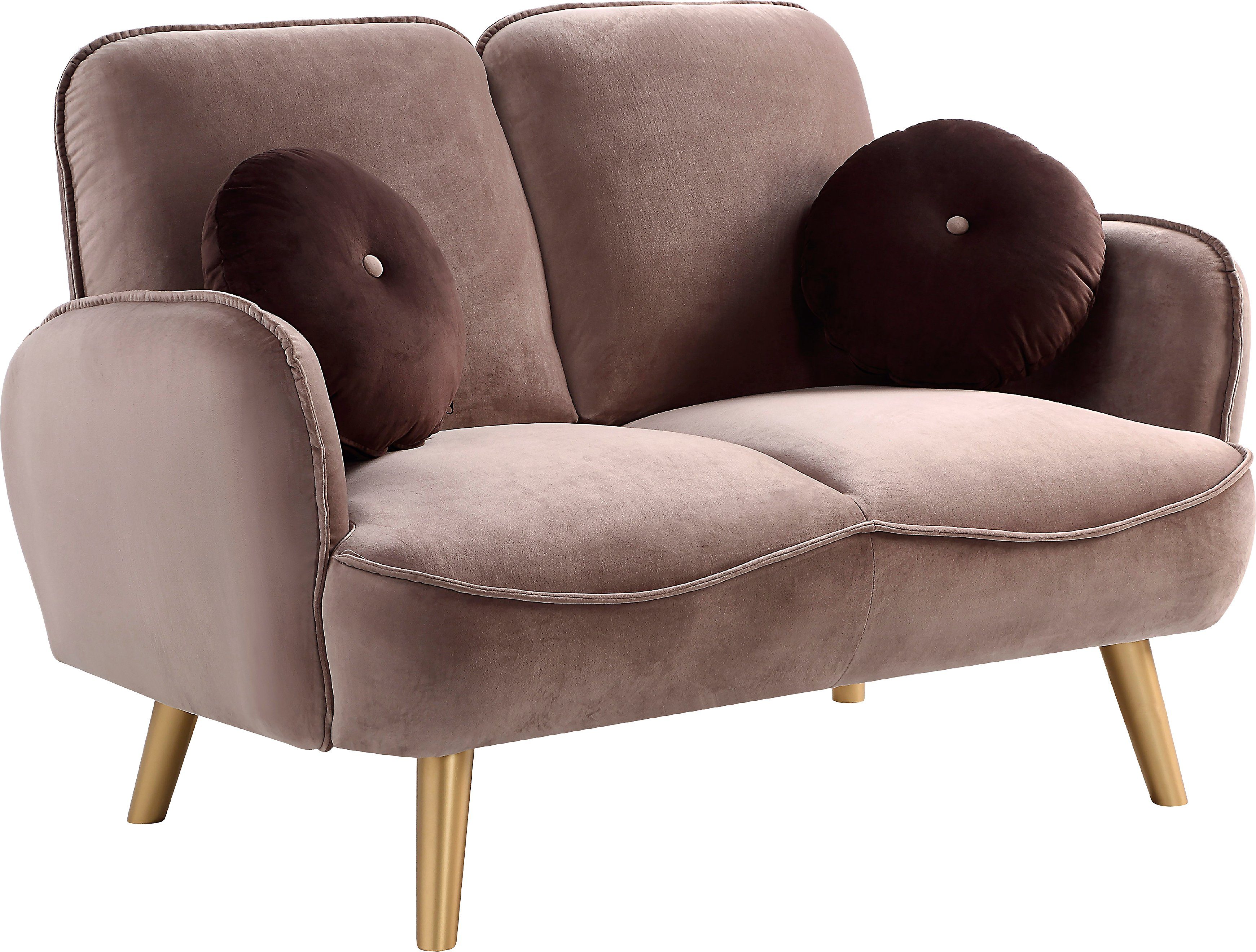 ATLANTIC home collection 2-zitsbank Ben met nosagvering, incl. 2 sierkussens, goudkleurige massief houten poten