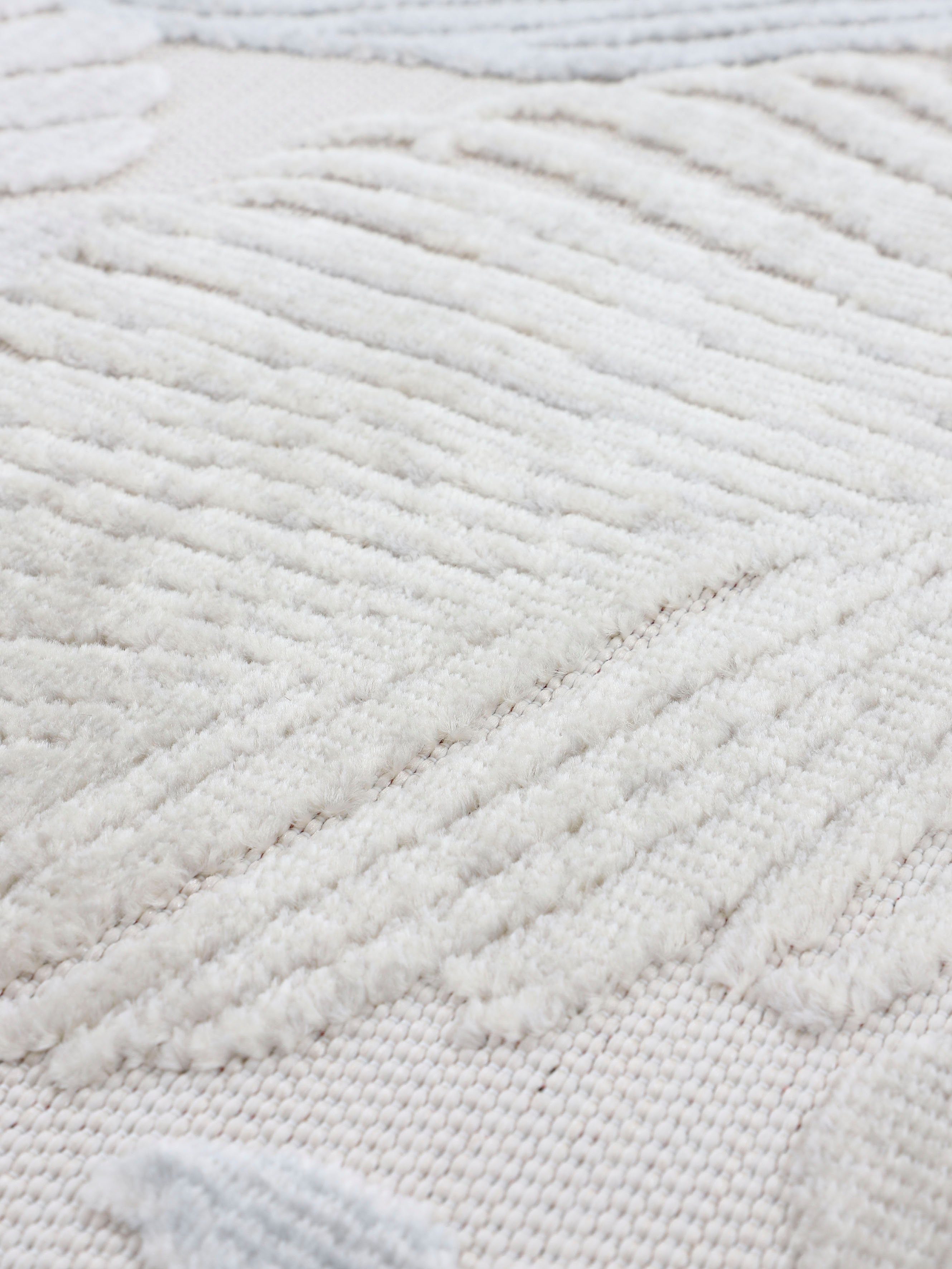 carpetfine Vloerkleed Deja 104 robust vlakweefsel, motief - florale palmbladeren, hoog-laag effect