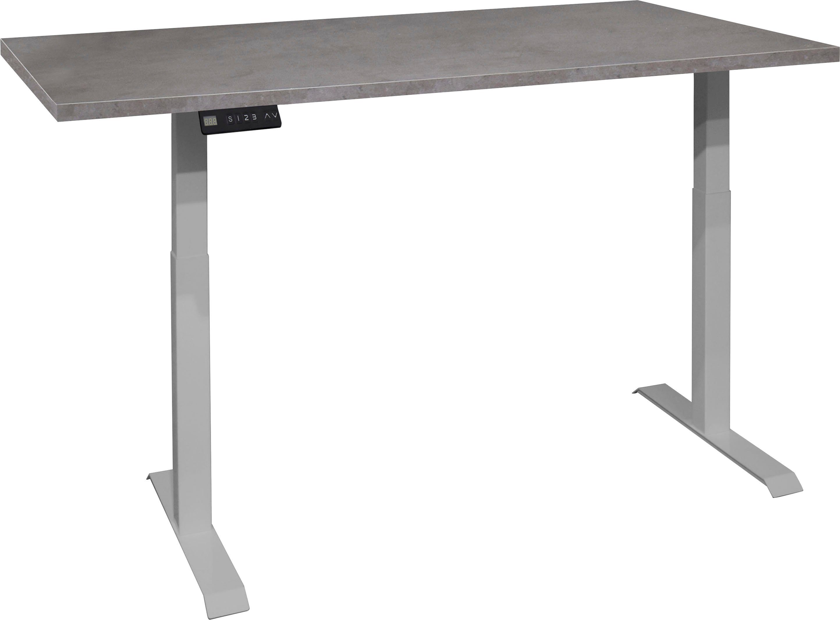 Mäusbacher Bureau Big System Office Breedte 140 cm, elektrisch in hoogte verstelbaar bureaus grijs