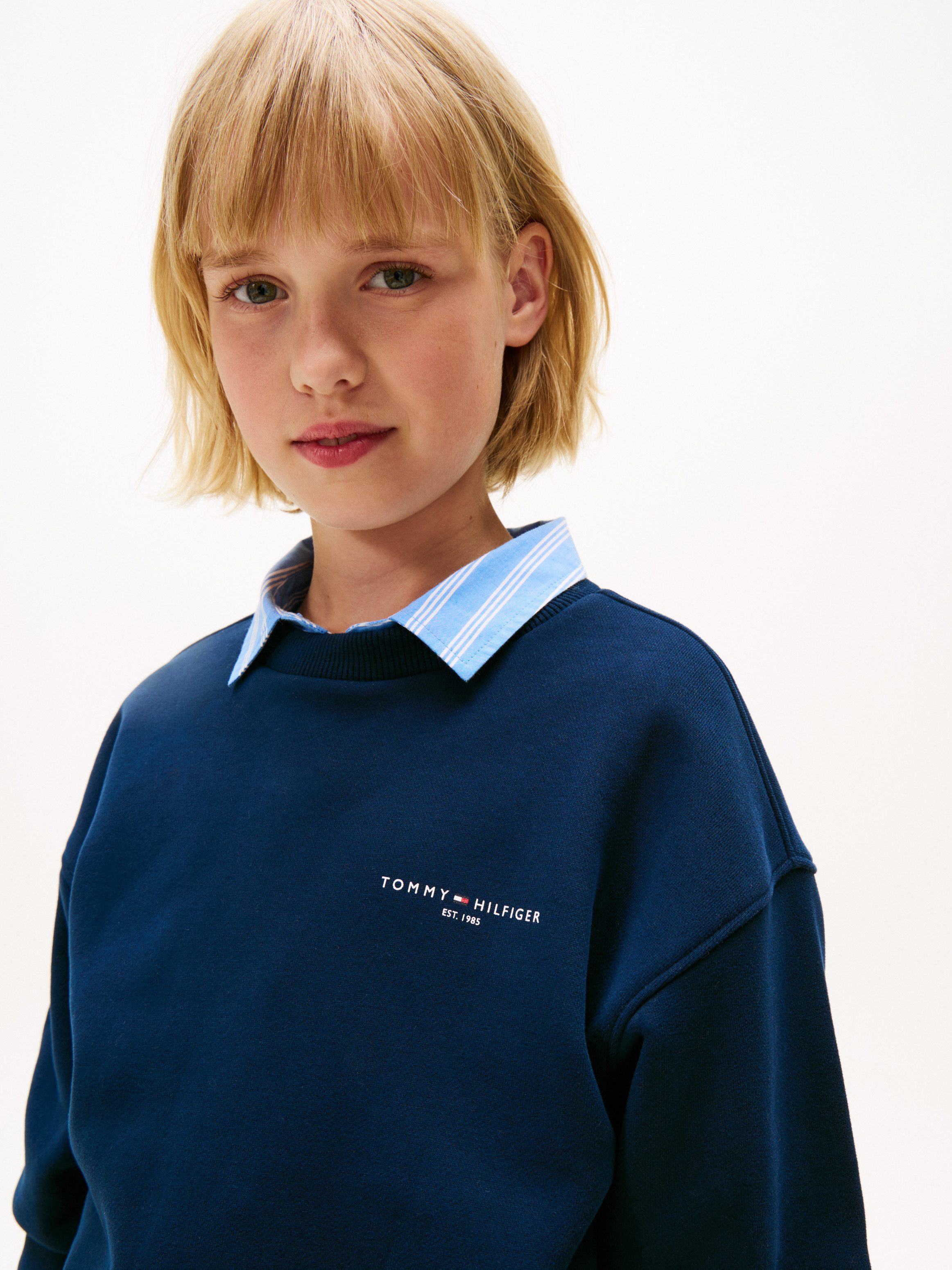 Tommy Hilfiger Shirt met lange mouwen en broek MINI CORP C-NECK SWEATSHIRT SET (2-delig)