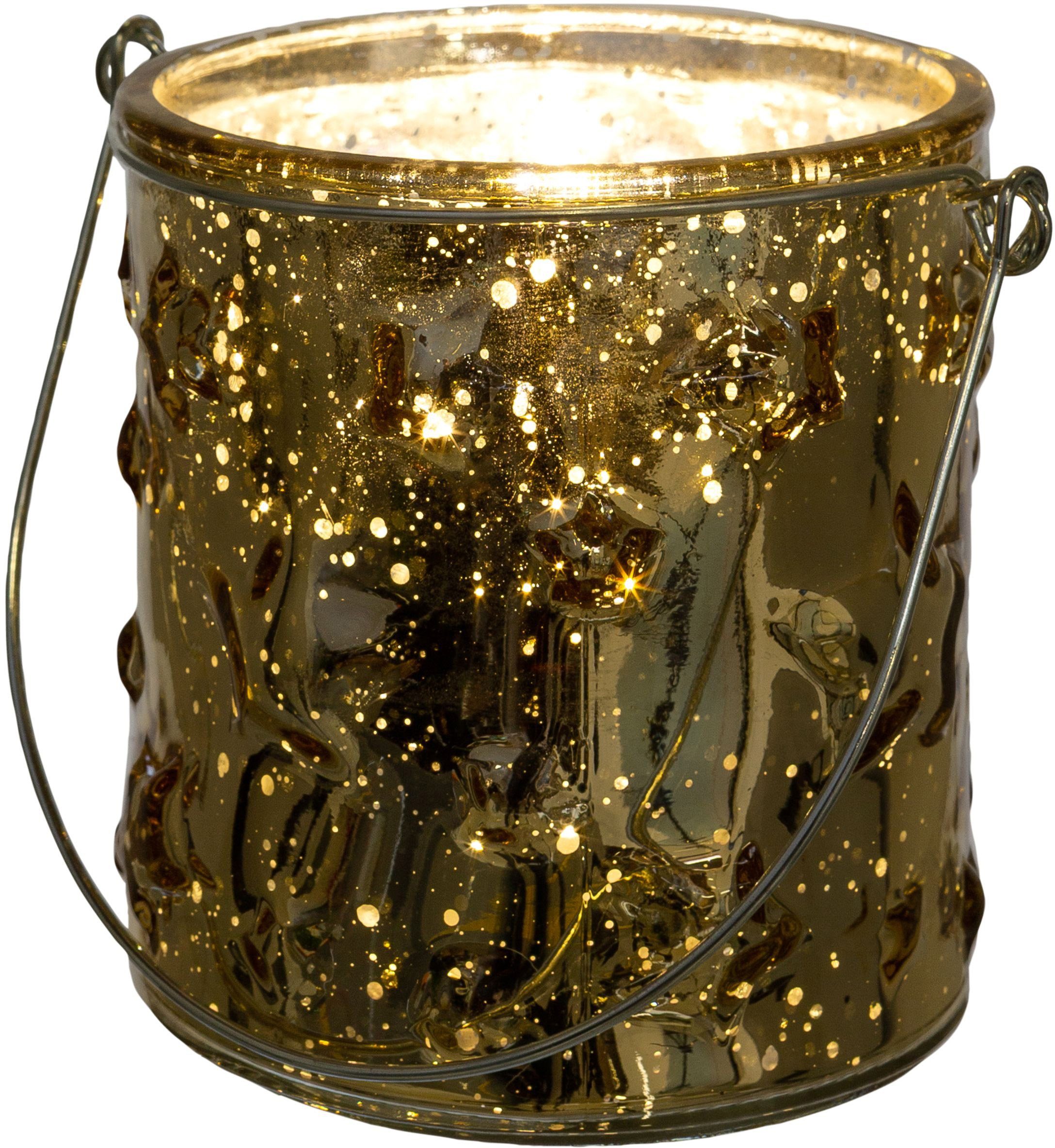 Creativ deco Windlicht Kerst versiering Glas met sterstructuur (4 stuks)