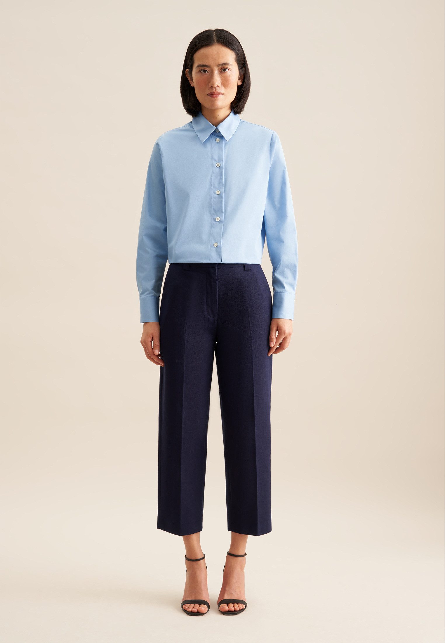 seidensticker Overhemdblouse Zwarte roos Lange mouwen kraag uni