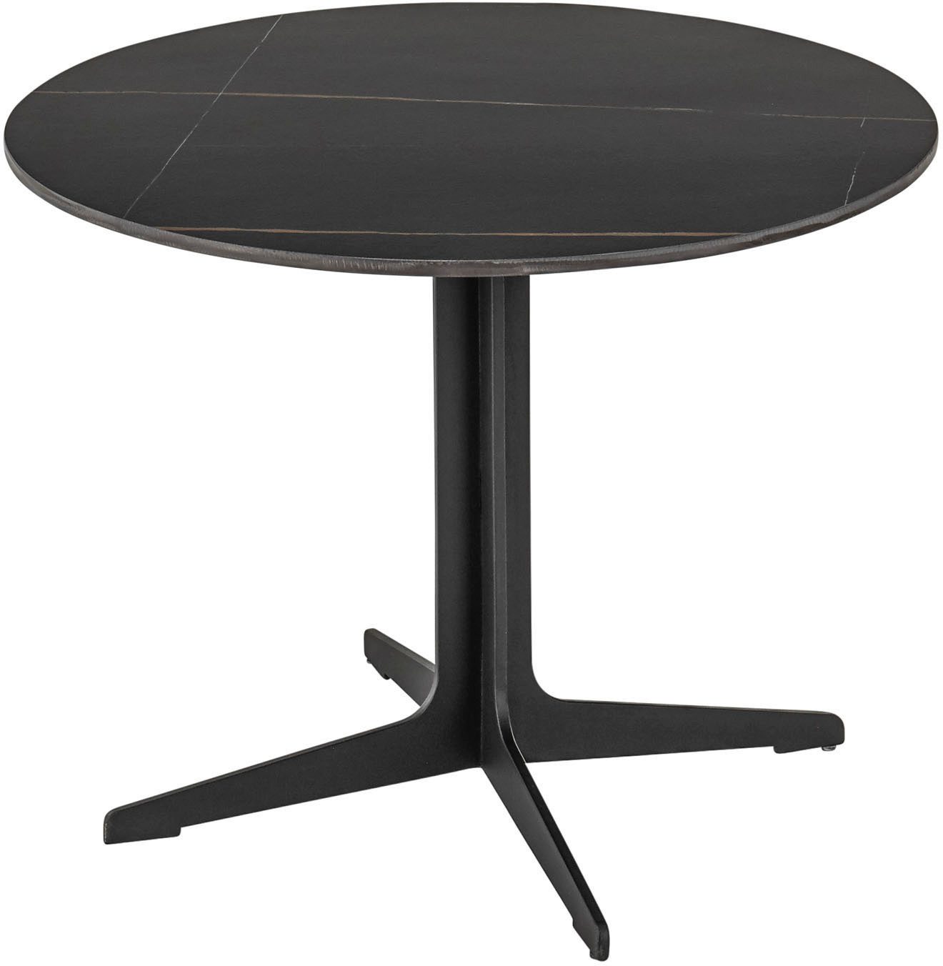 Stolkom Salontafel LENA rond zwart keramiek, tafel met zwart onderstel