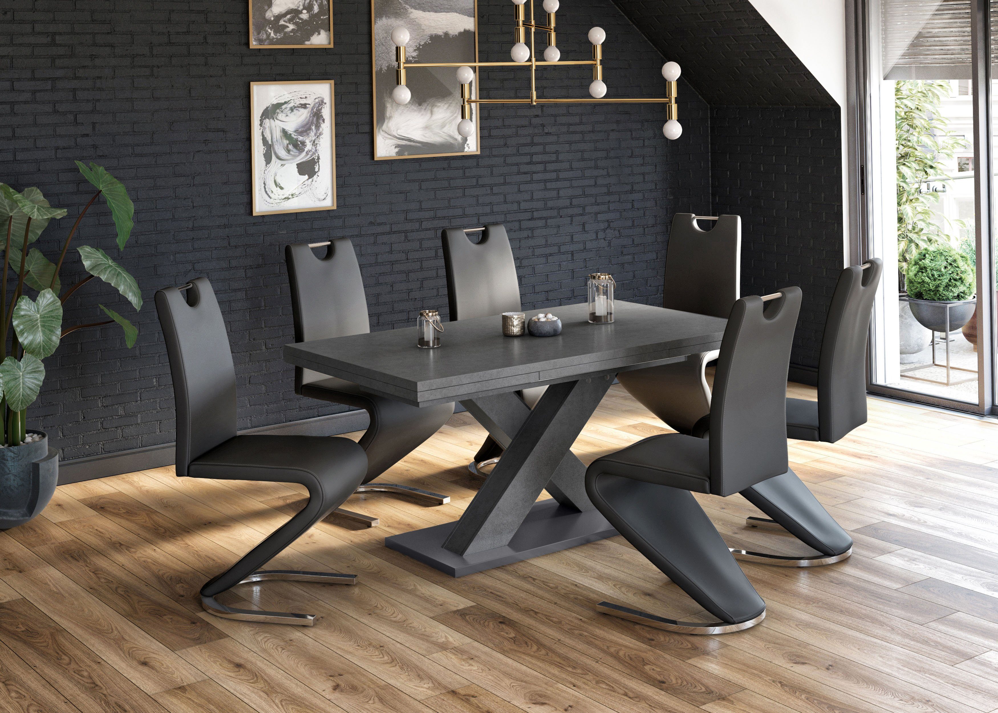 Mäusbacher Eettafel Comfort tafel TOPSELLER! Mäusbacher eettafel met X-frame en voetplaat. Breedte 160-260