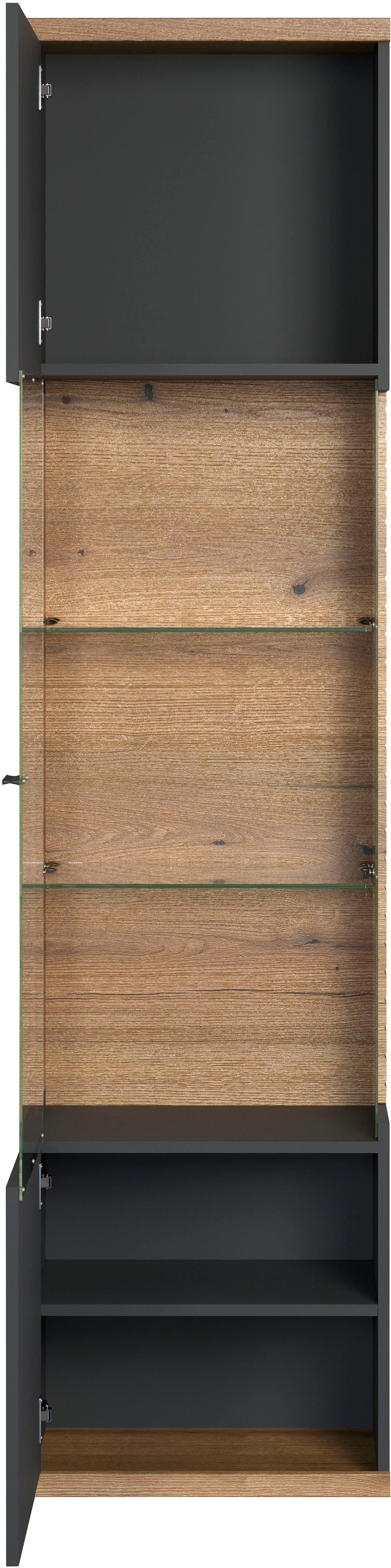 INOSIGN Vitrinekast GALWAY Woonkamer vitrine in ribbellook en royale presentatieoppervlak