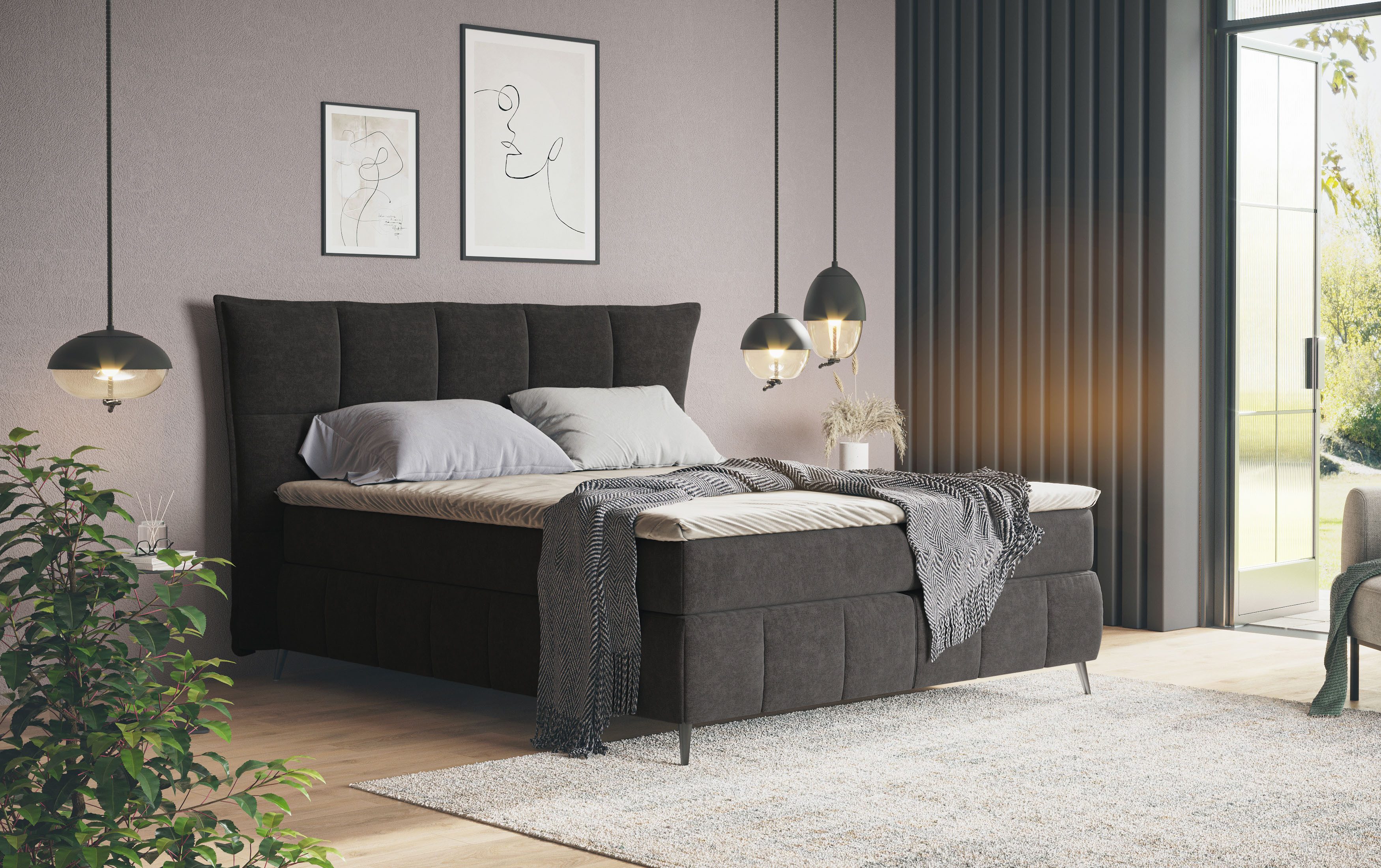 COTTA Boxspring Sarah inclusief topper, 2 matraskernen, hardheden h2, h3 of h4