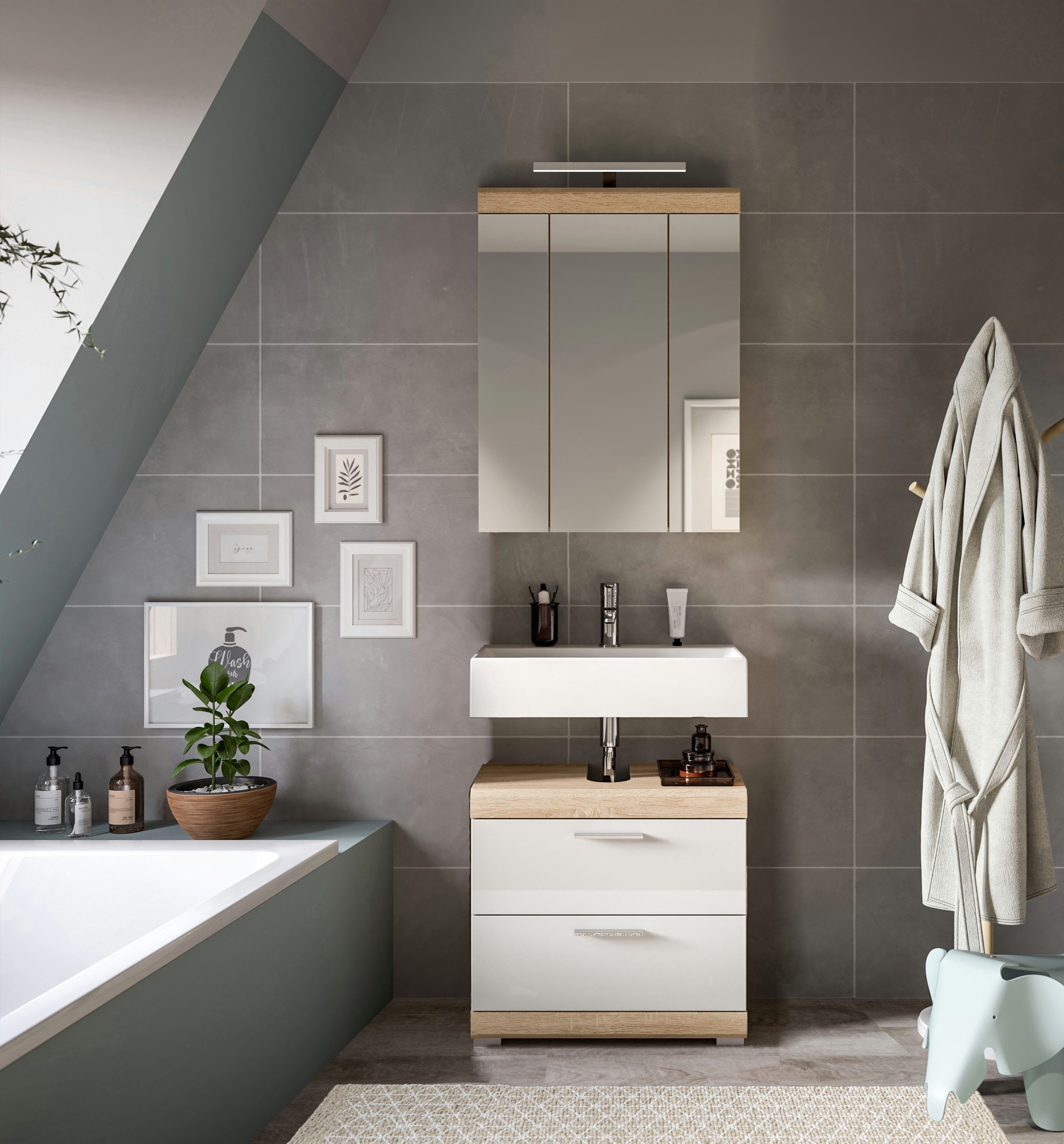 INOSIGN Badkamerserie Siena, 2-delig, inclusief LED-verlichting, bestaande uit: (set, 2-delig)