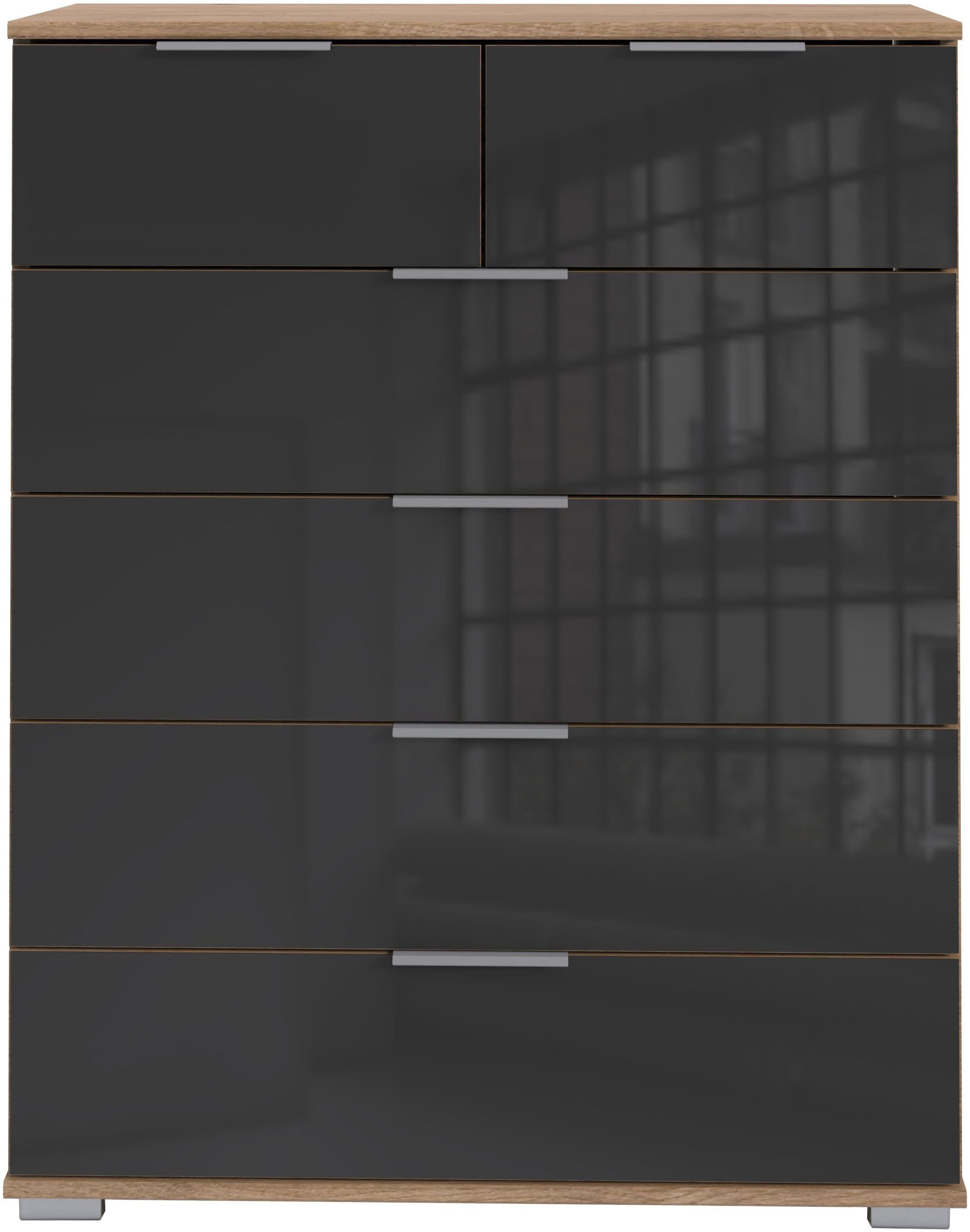 Wimex Ladekast Easy met glas of spiegelfront commodes & ladekasten maat 82x41x102 cm grijs