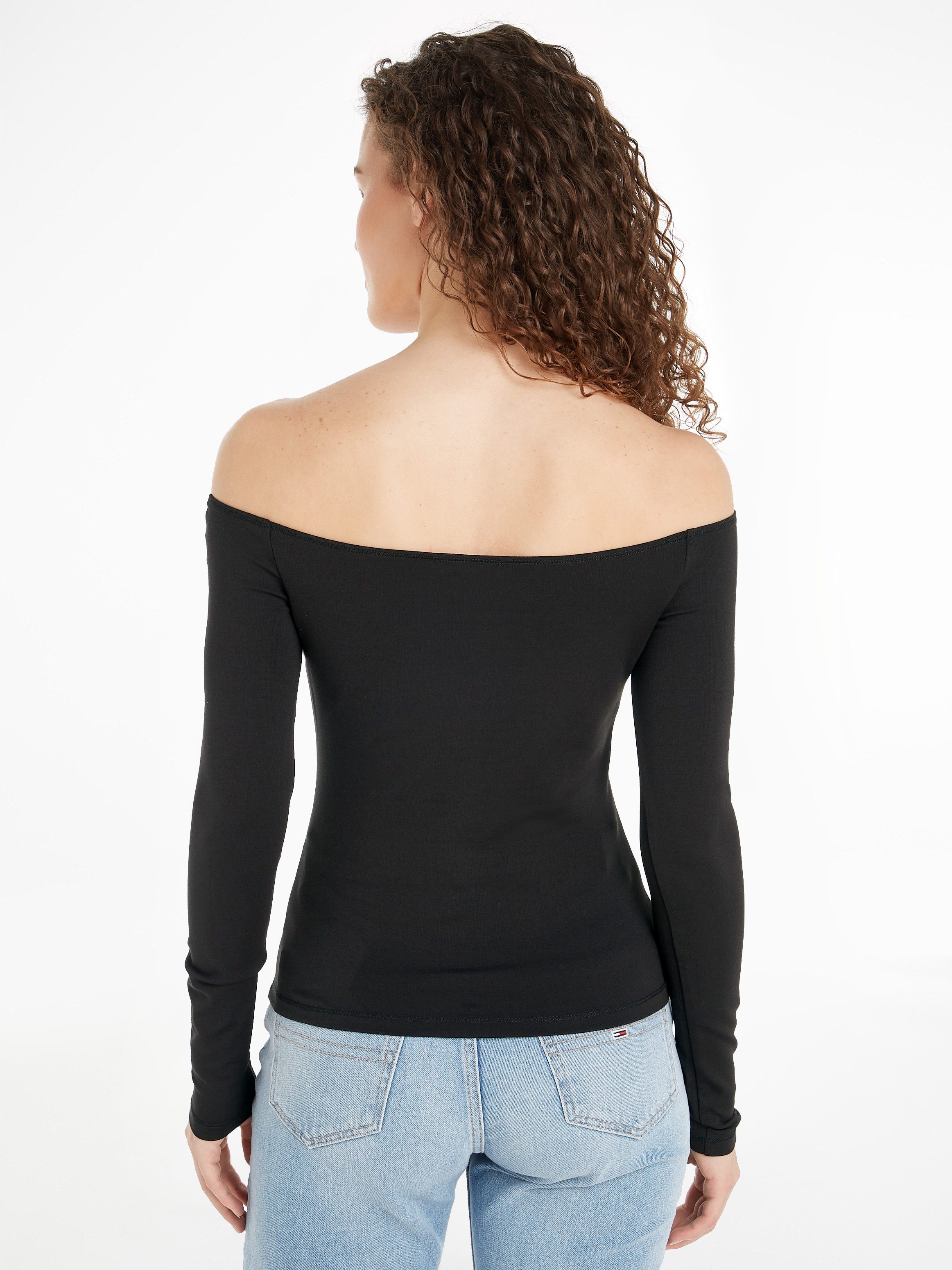 TOMMY JEANS Shirt met lange mouwen TJW SLIM BADGE CUTOUT TOP LS