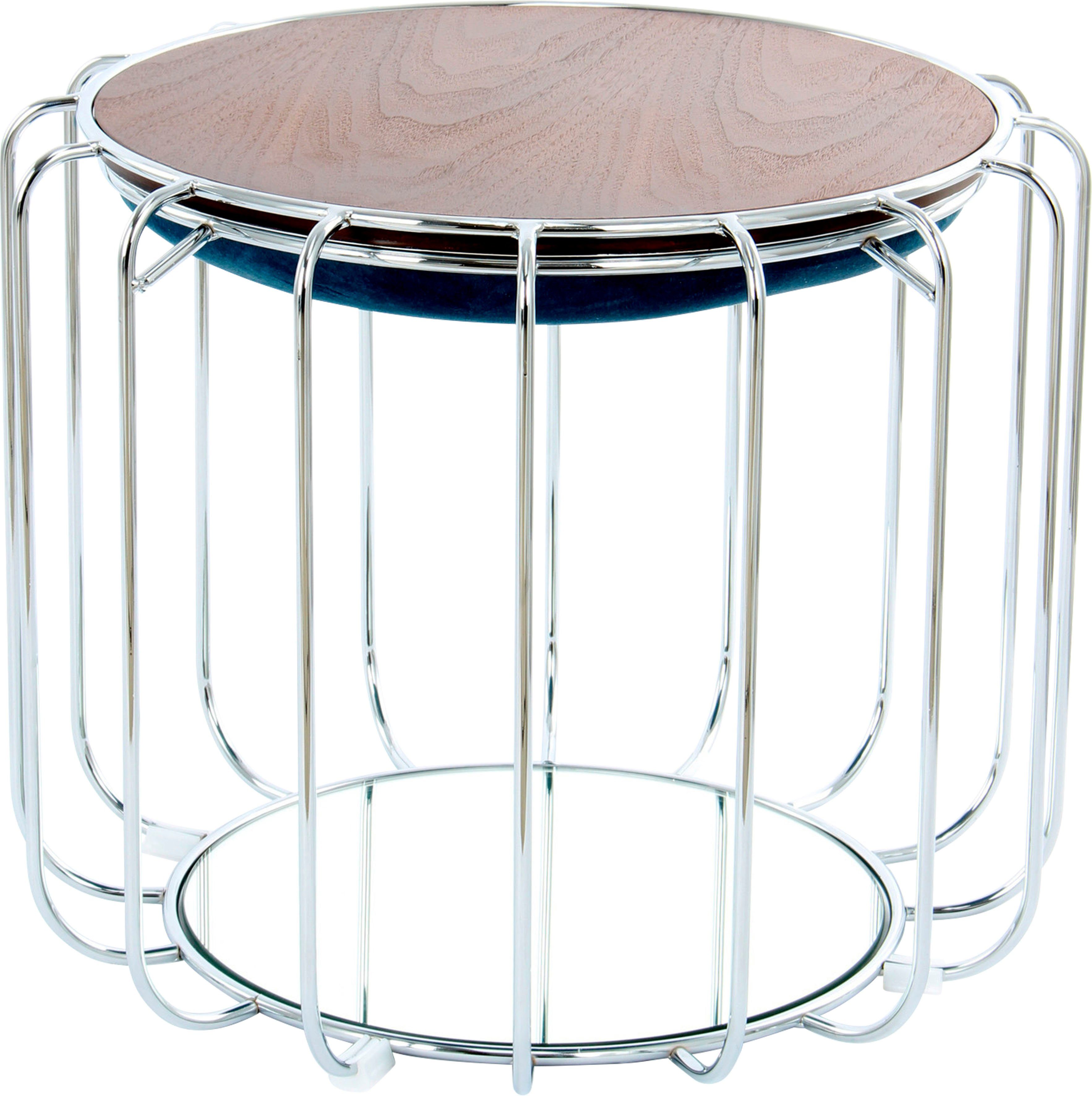 Kayoom Bijzettafel Pouf Comfortable 110, afneembare en omkeerbare bovenkant praktisch om te bouwen tot tafel of voetenbank/poef, met spiegelglas (1