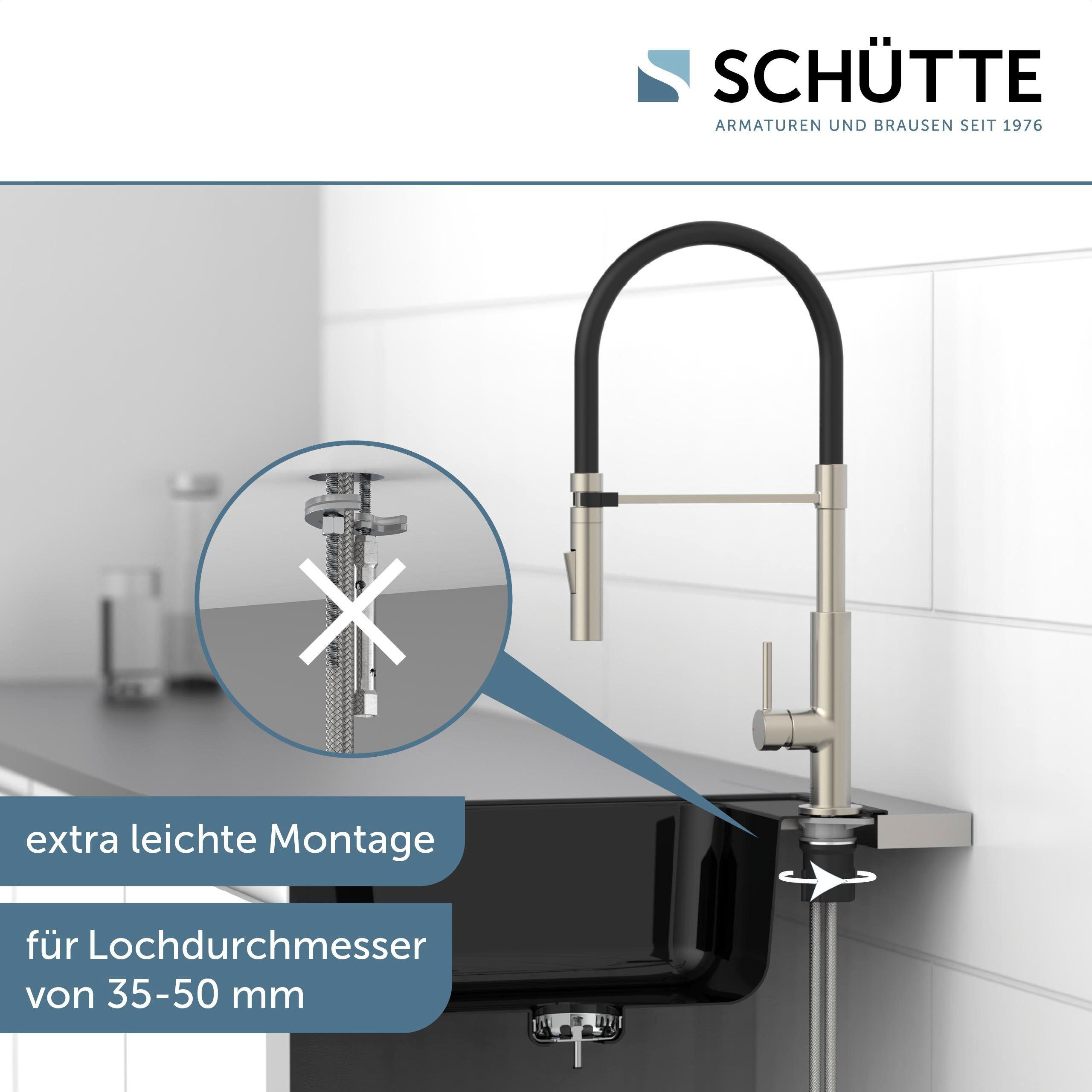 Schütte Gootsteen kraan Design uittrekbaar, 360° draaibaar, edelstaal-look/zwart, hoge druk