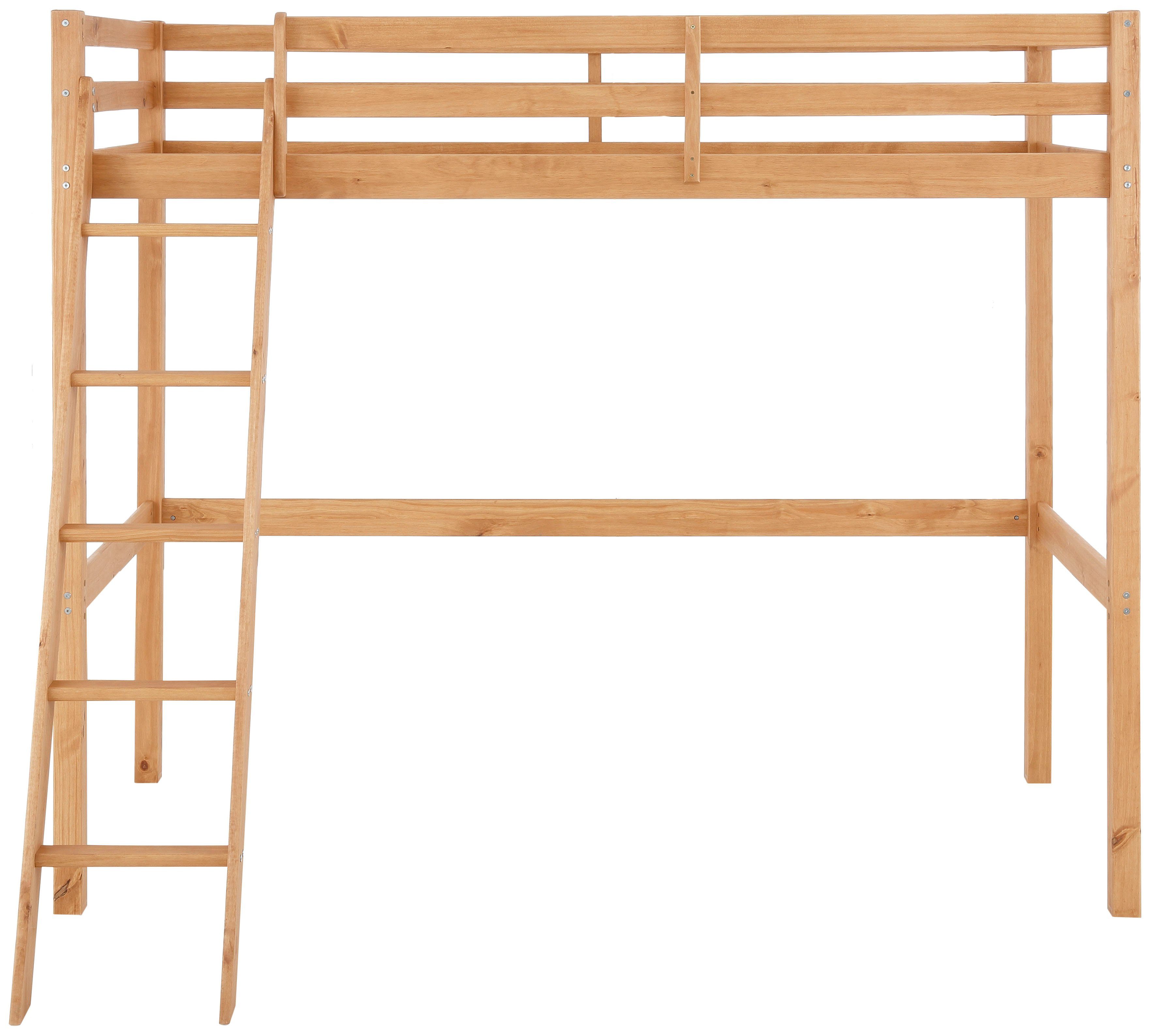 Lüttenhütt Kinderledikant Alpi Grenenhout, inclusief ladder en lattenbodem, ligoppervlak 90x200 cm