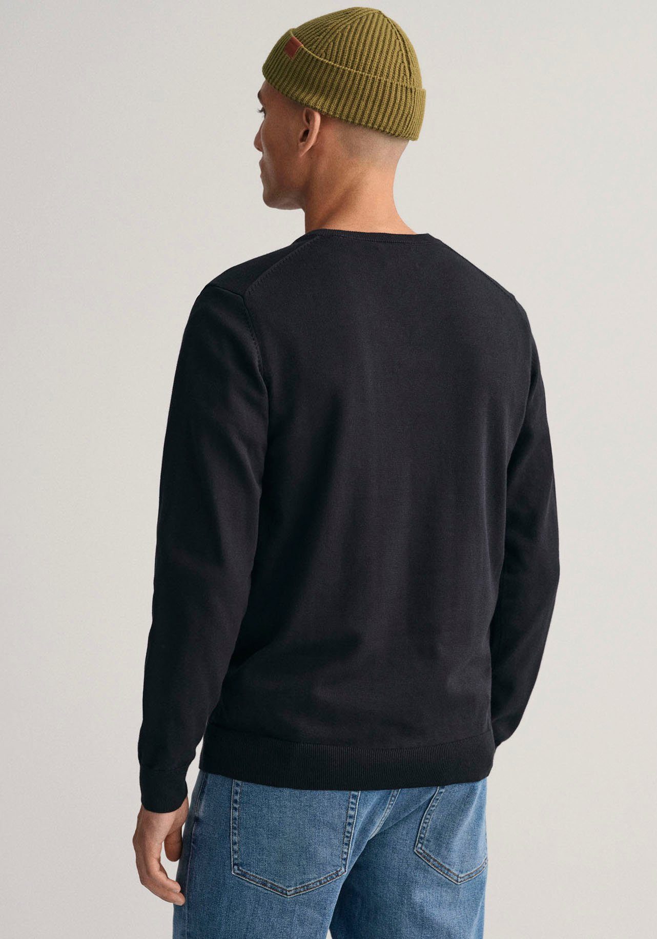 Gant Trui met V-hals CLASSIC COTTON V-NECK Premium brei jersey van zacht 100% katoen, overgangs trui