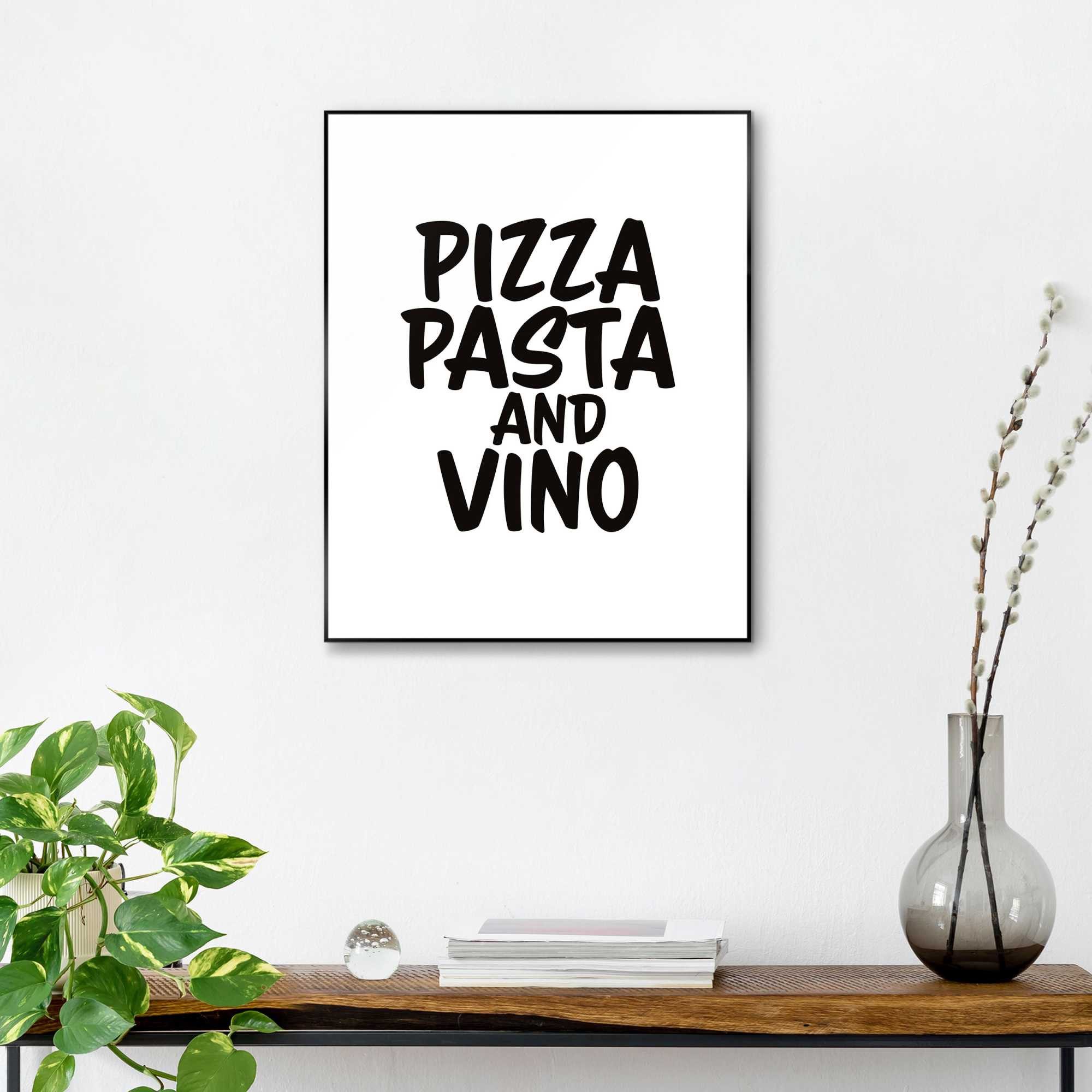 Reinders! Artprint met lijst Pizza, Pasta and Vino schilderijen zwart