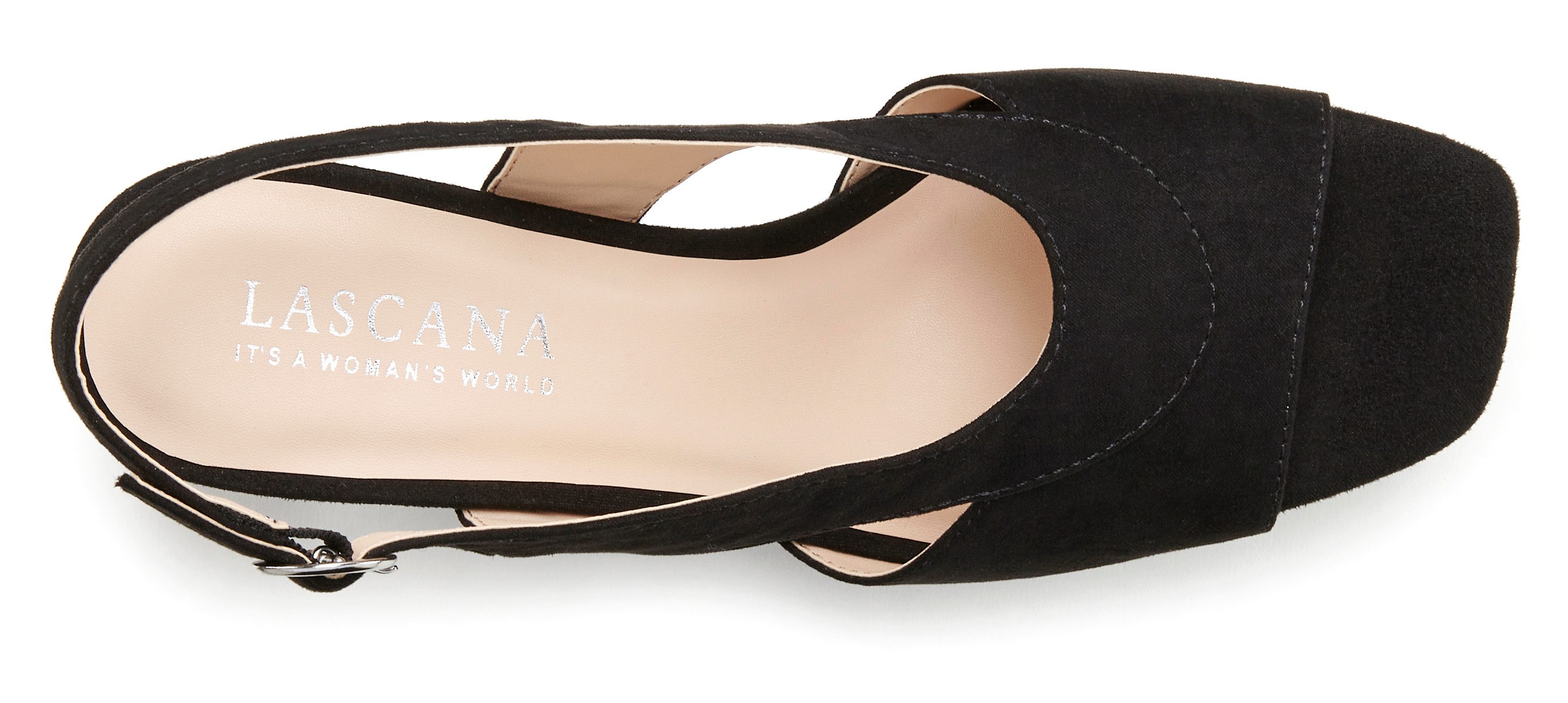 Lascana Sandaaltjes Sling-sandalette, sandaal, zomerschoen, met verfijnde uitsnede van faux-suede vegan