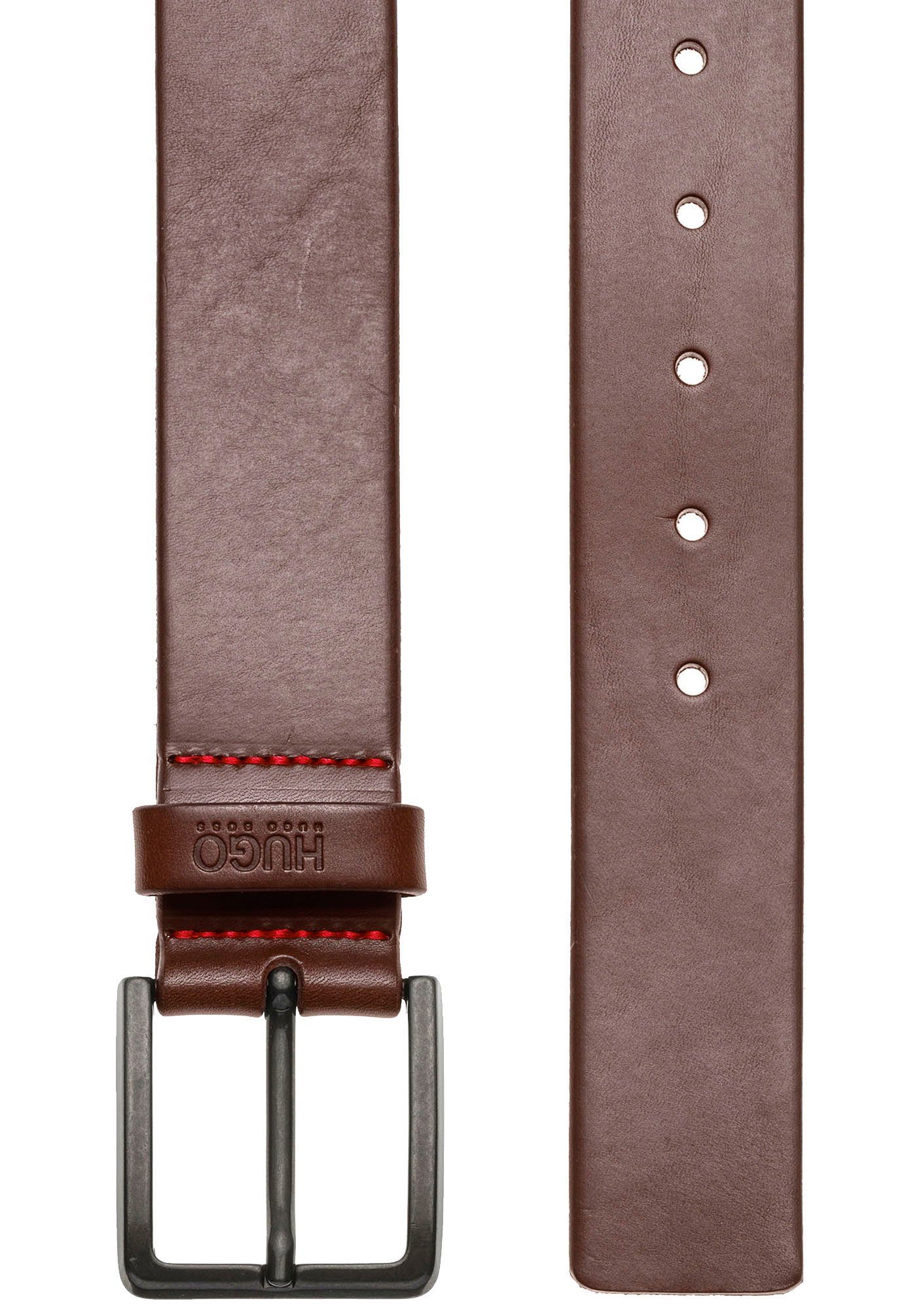 HUGO Leren riem Gionio van italiaans leer met logo-embossing op de lus