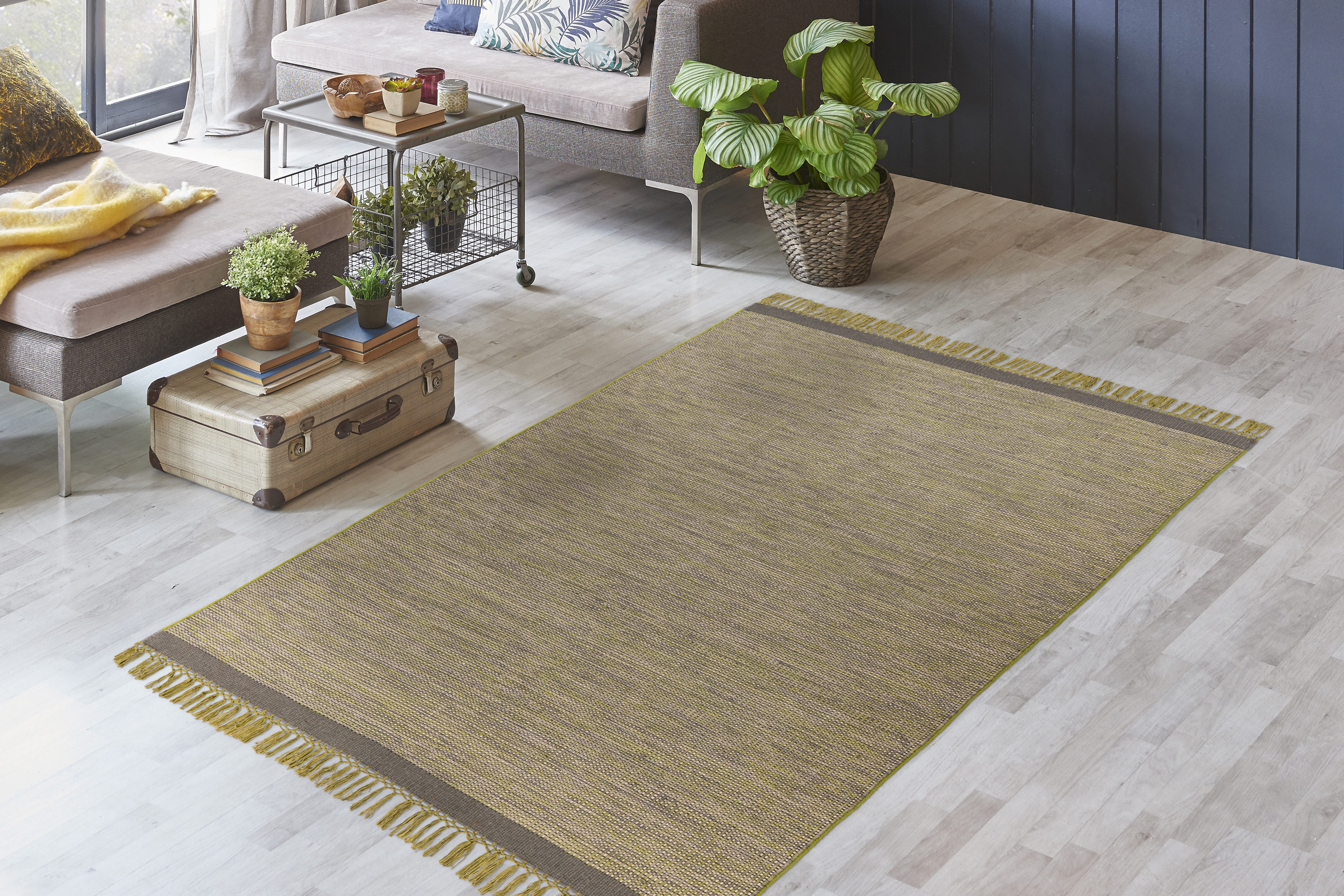 aRTE ESPINA Vloerkleed Nomad 8064 Handgemaakt franjes tapijt in neutraal ontwerp