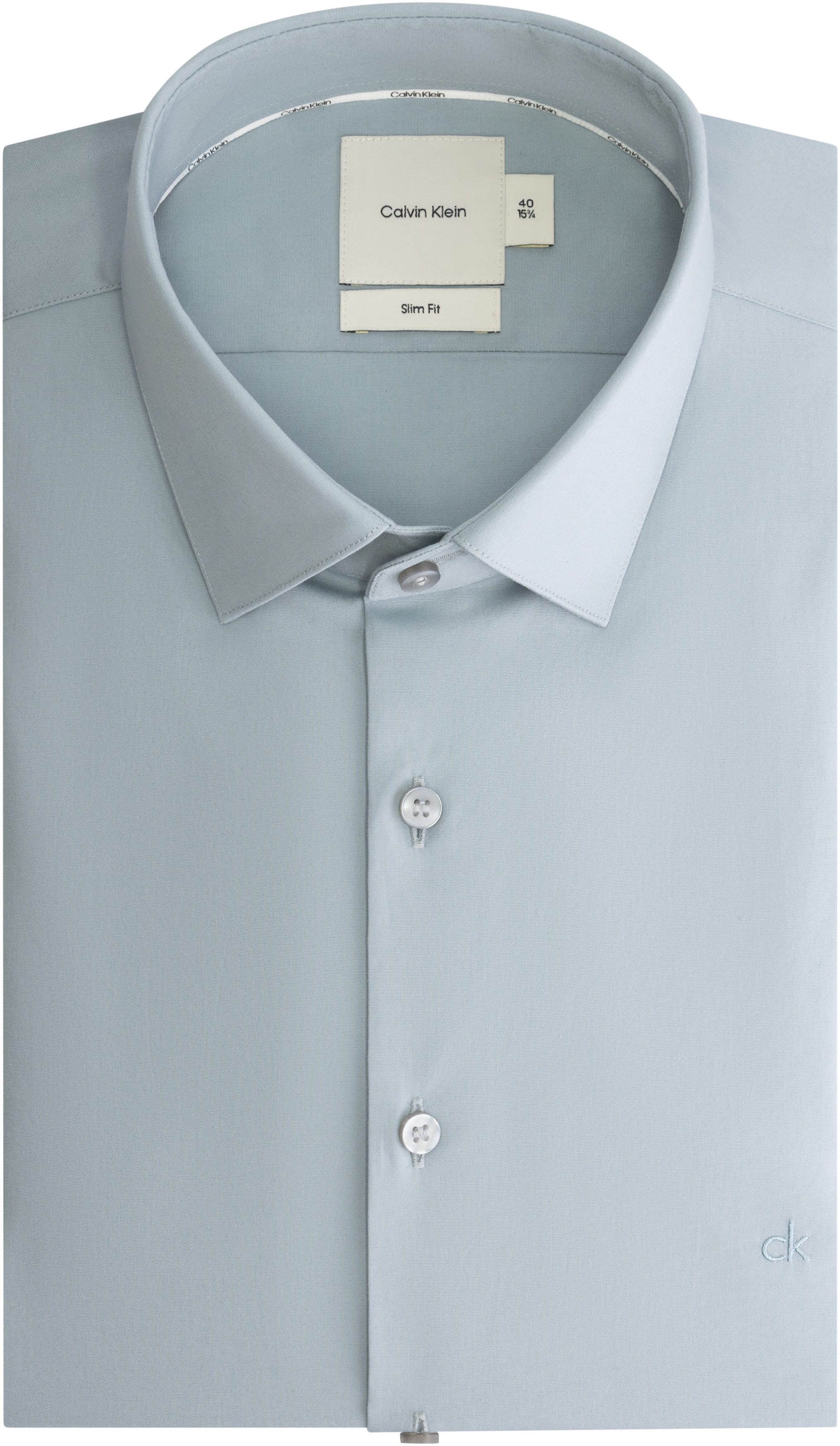 Calvin Klein Businessoverhemd POPLIN STRETCH SLIM SHIRT met kent-kraag, logoprint op borsthoogte