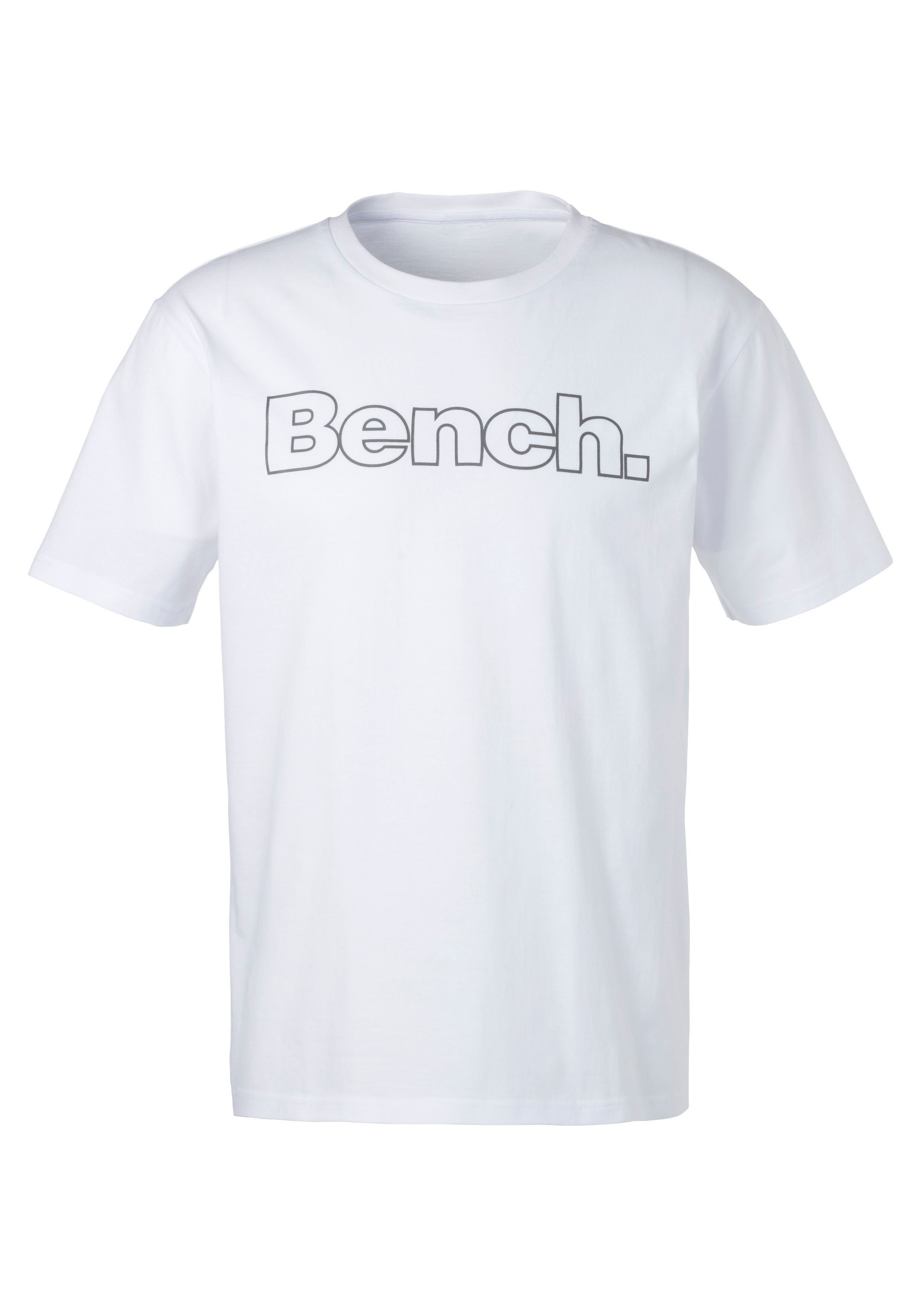 Bench. Loungewear T-shirt Shirt met logoprint, basic shirt met ronde hals van 100% katoen (2-delig)