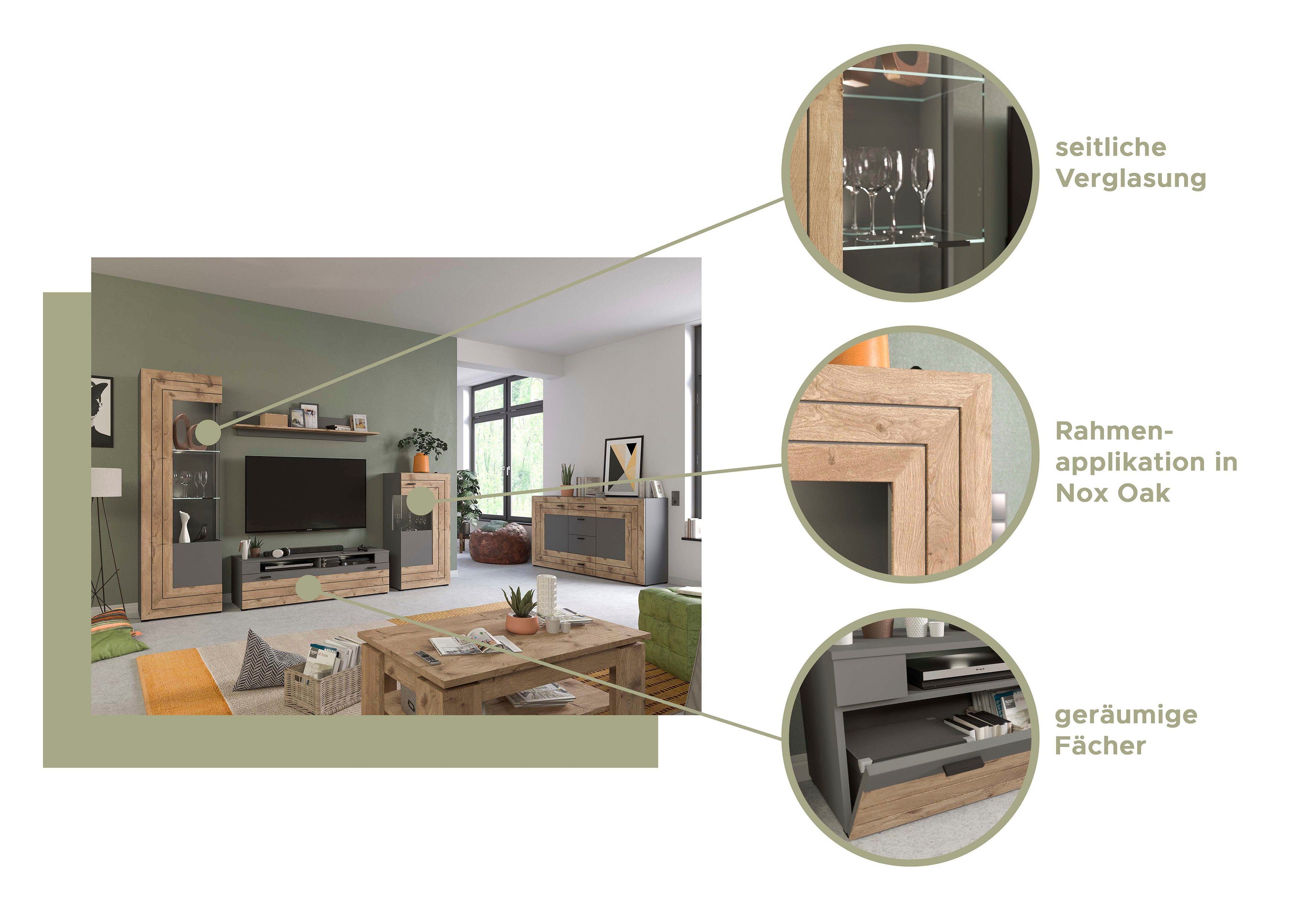 INOSIGN Dressoir Aalborg, breedte 160 cm, 4 lades, 2 deuren, 6 vakken, metalen handgrepen
