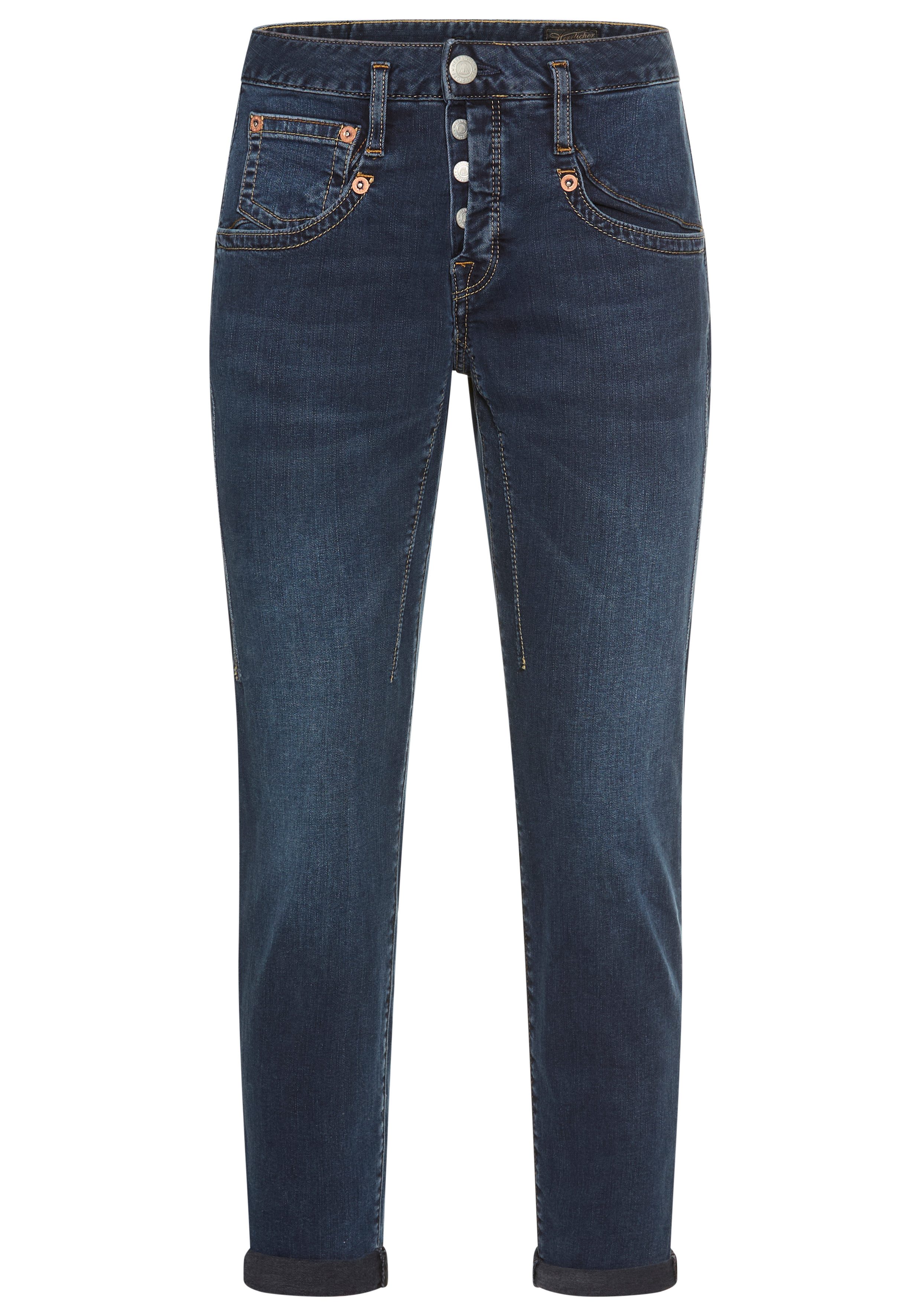 Herrlicher 7/8 jeans Shyra Cropped Denim Stretch met half blinde knoopsluiting