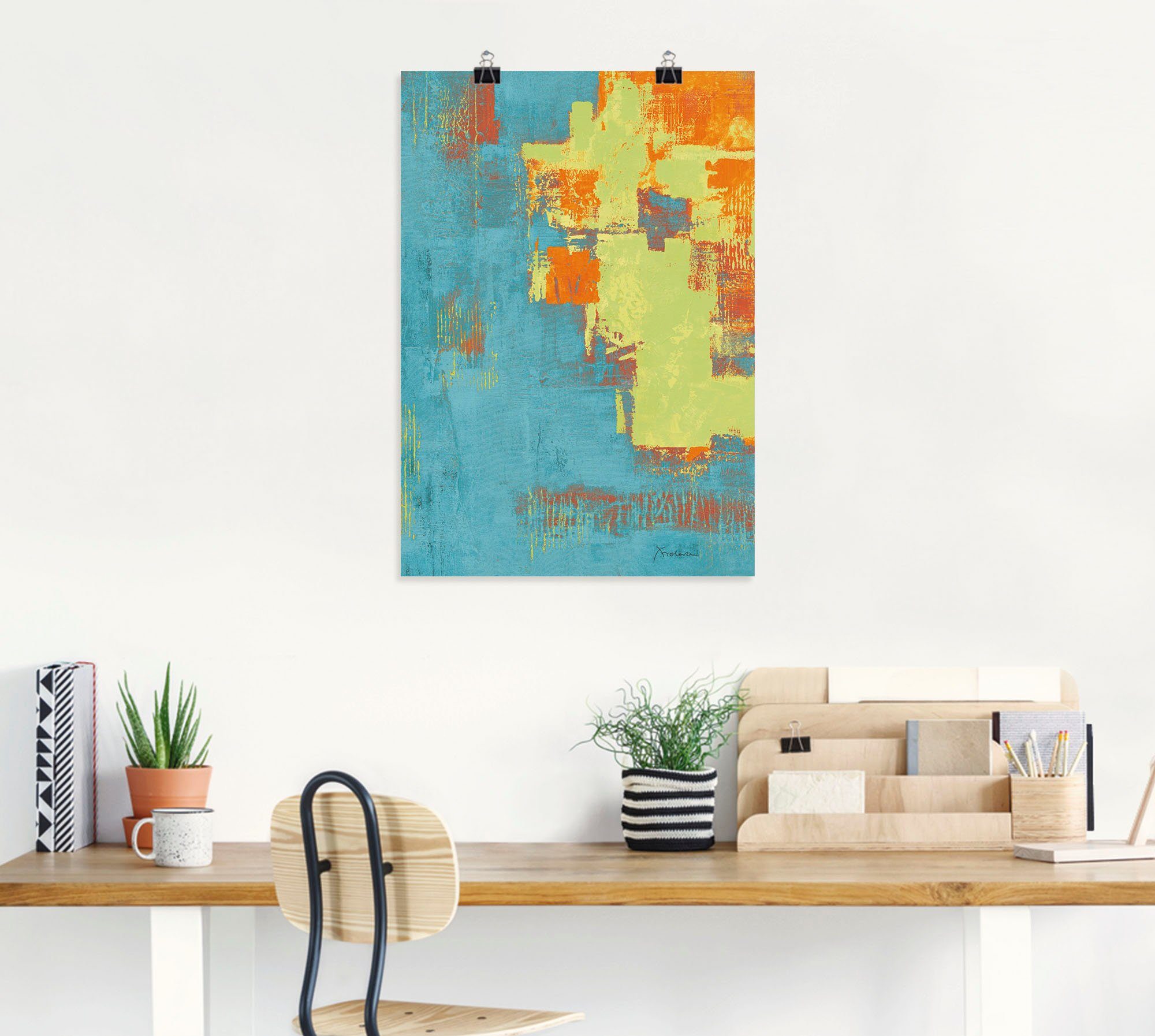 Artland Poster Sun lit Boulevard I _turquoise-groen-oranje als artprint van aluminium, artprint op linnen, muursticker of poster in verschillende maten