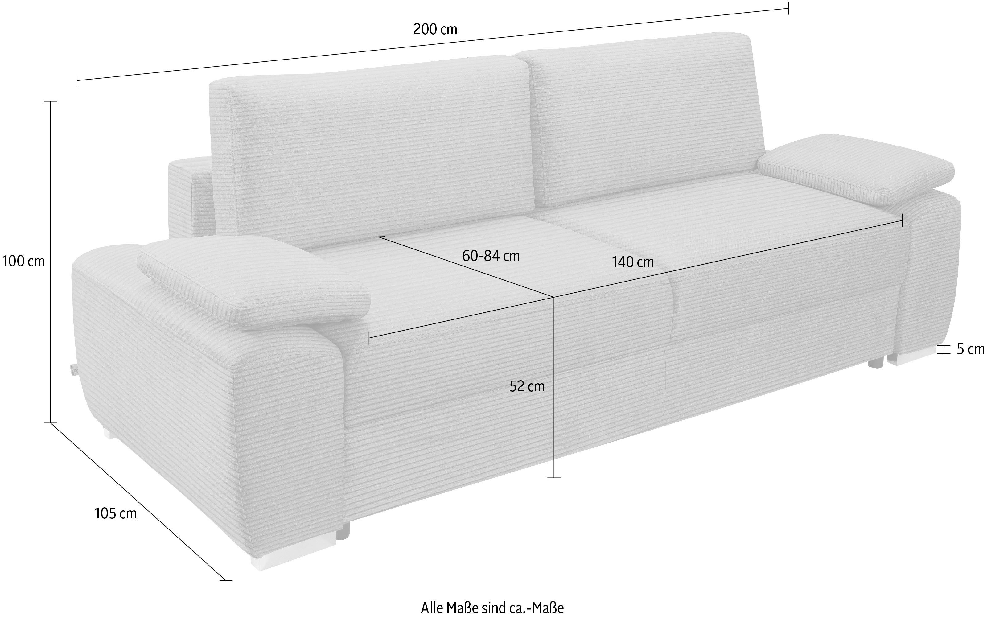 exxpo - sofa fashion 2-zitsbank SOLSBURY, bank, slaapbank incl. pocketvering-bekleding, bedfunctie en opbergruimte, in cord