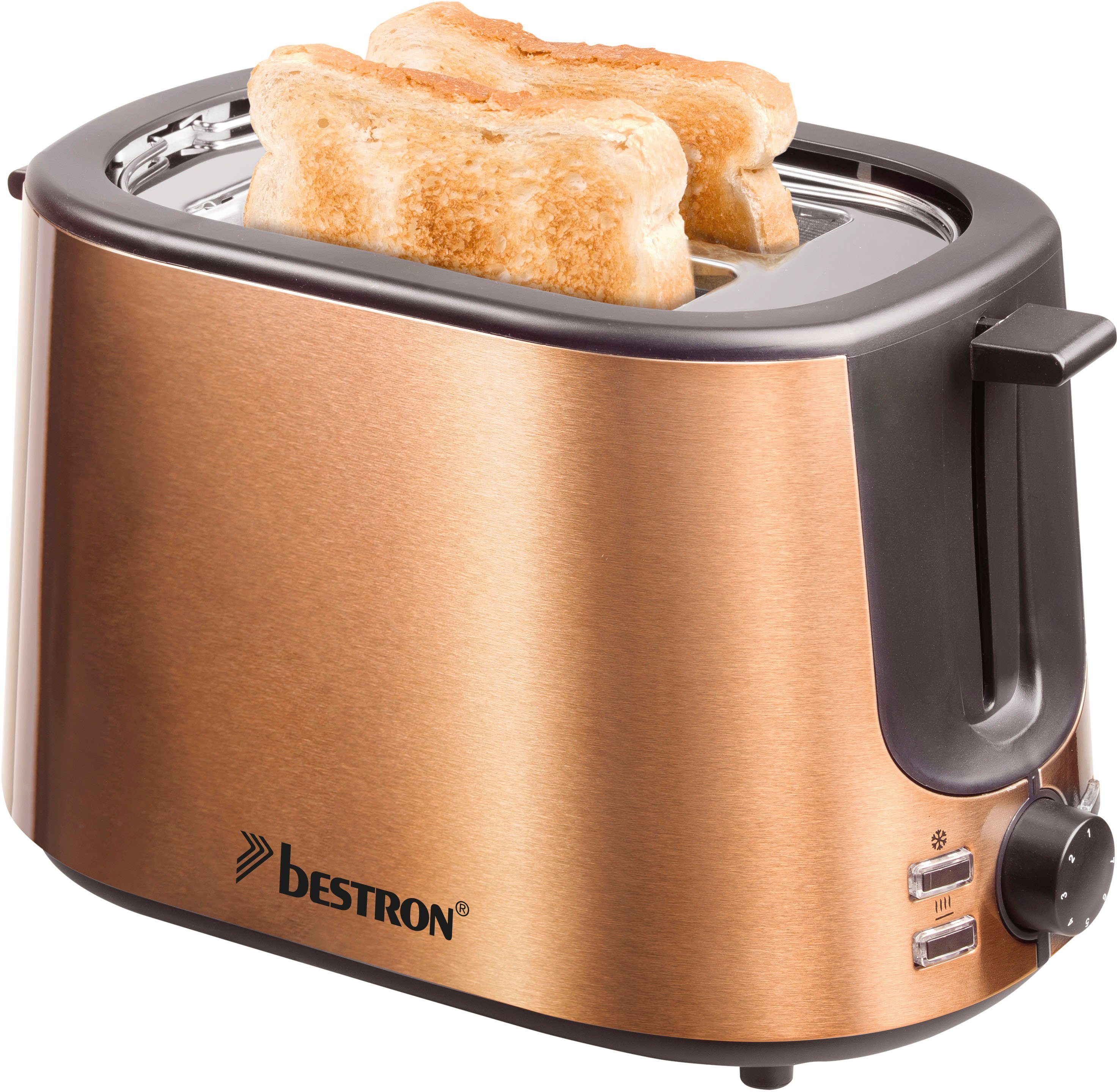 bestron Toaster ATS1000CO Kruimellade en opzethouder voor broodjes, edelstaal in koperkleur-look