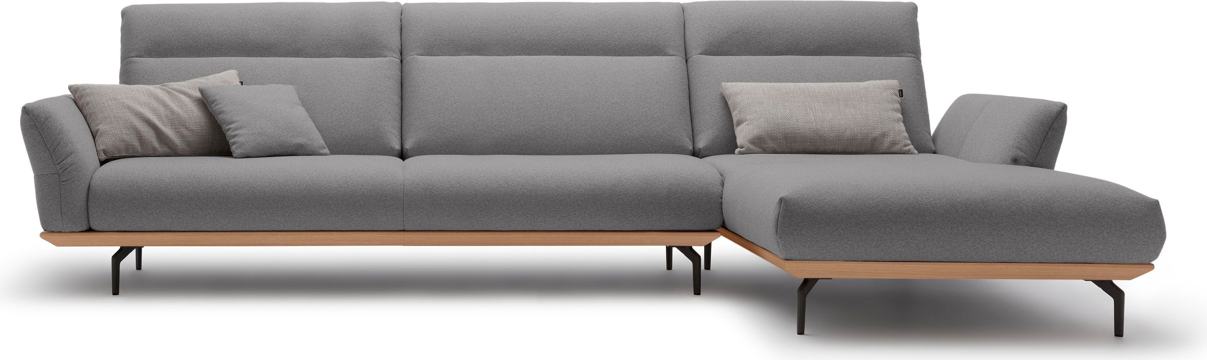 OTTO Creation BY ROLF BENZ Hoekbank CR.460 Sokkel in eiken, onderstel in umbra grijs, breedte 338 cm grijs, hoekbanken, Recamiere rechts