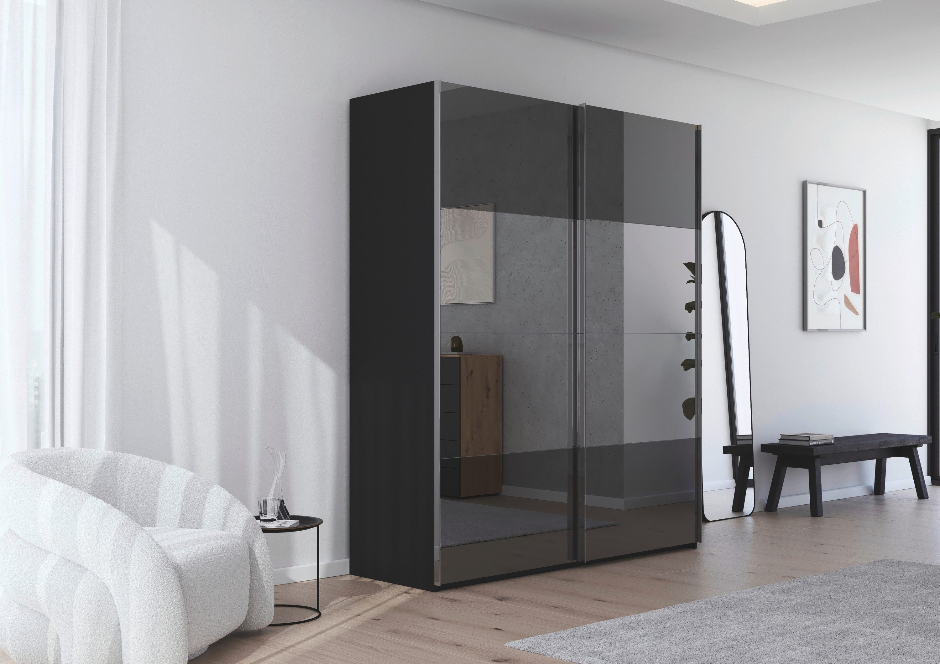 rauch Schuifdeurkast Kledingkast Kast Garderobe Slaapkamerkast SCALE-FYRA edel vierdelige deuren front spiegel-mix veel kleuren made in germany