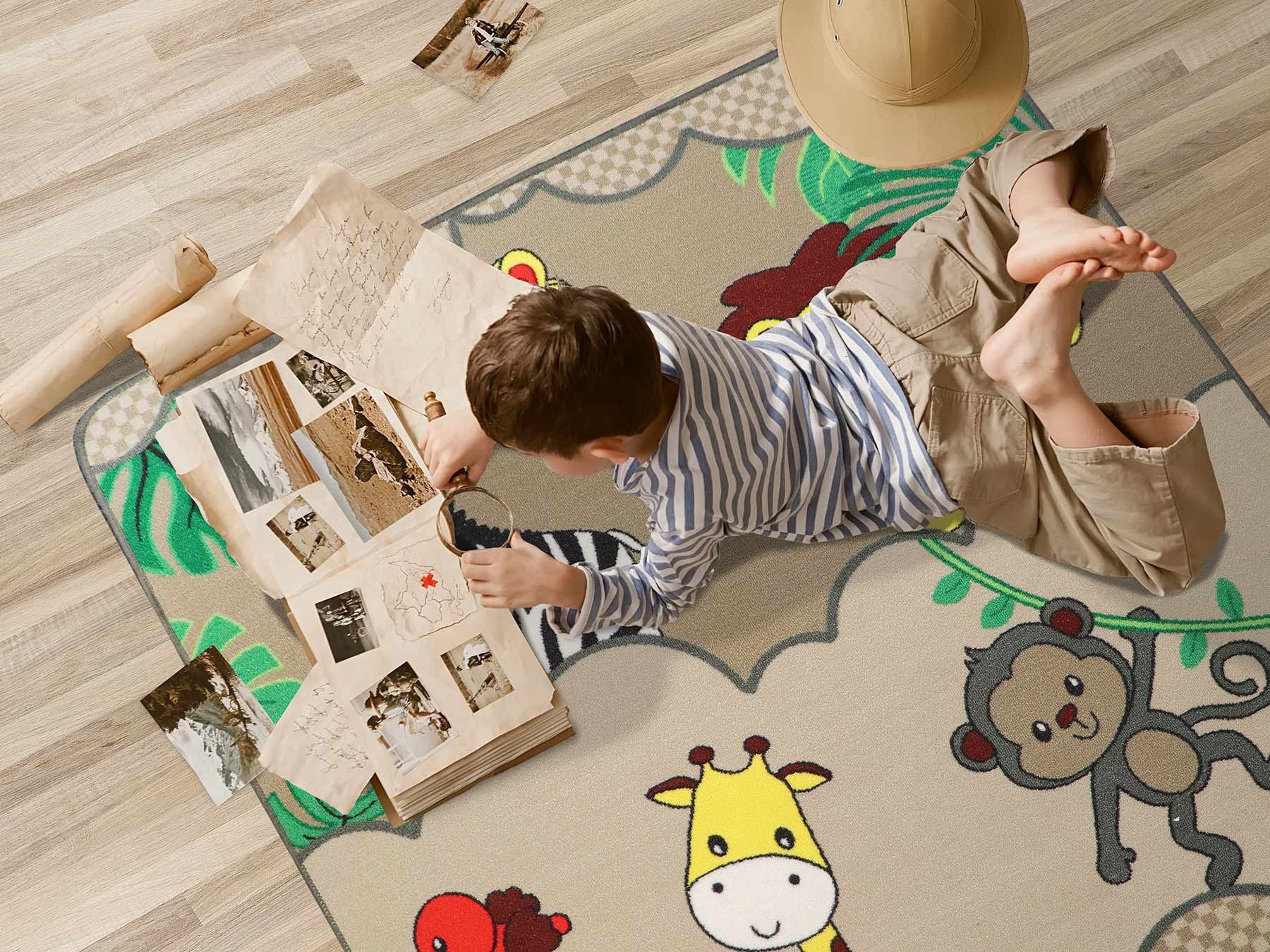 Primaflor-Ideen in Textil Kindervloerkleed Safari Motief dieren van de savanne, kinderkamer