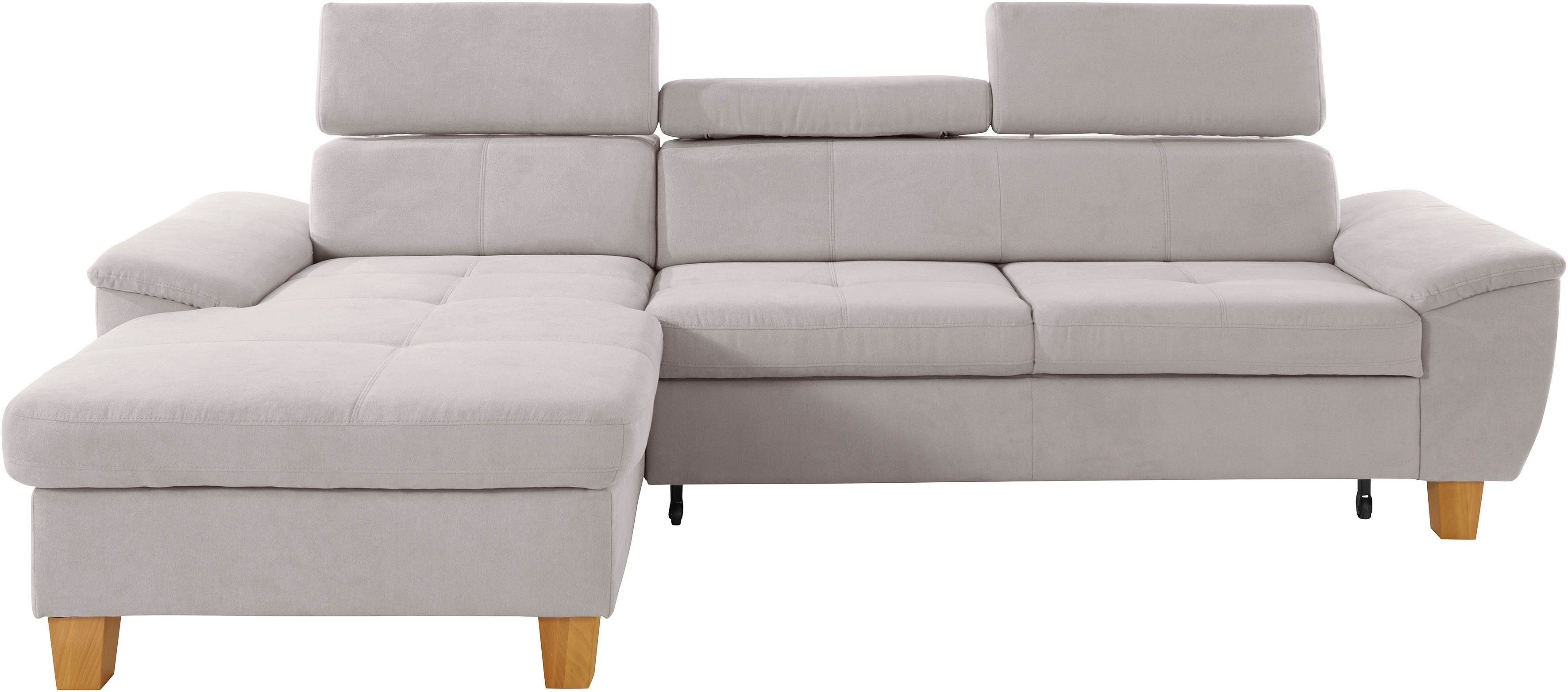exxpo - sofa fashion Hoekbank Enya, uitgebreide afwerking, hoog zitcomfort, comfortabel, L-vorm inclusief verstelbare hoofdsteun, naar keuze met slaapfunctie en bedkist