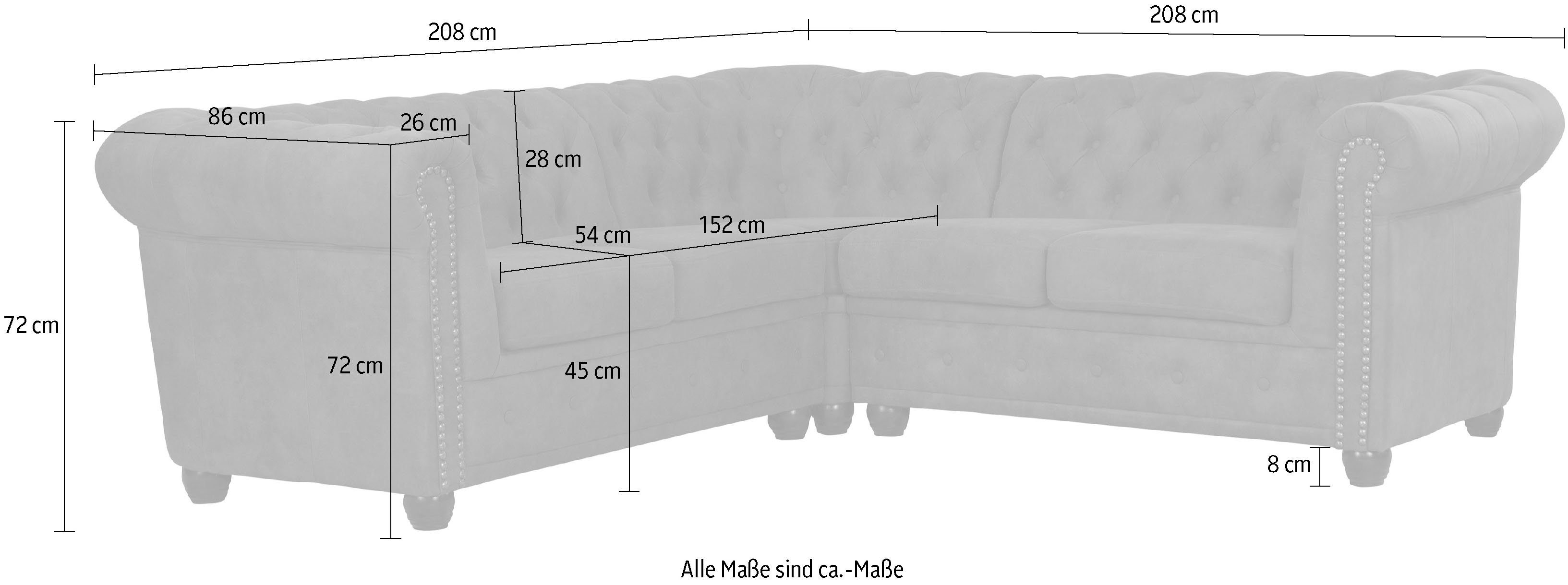Home affaire Chesterfield-bank Rysum L-vorm Chesterfield-look, gelijkbenig