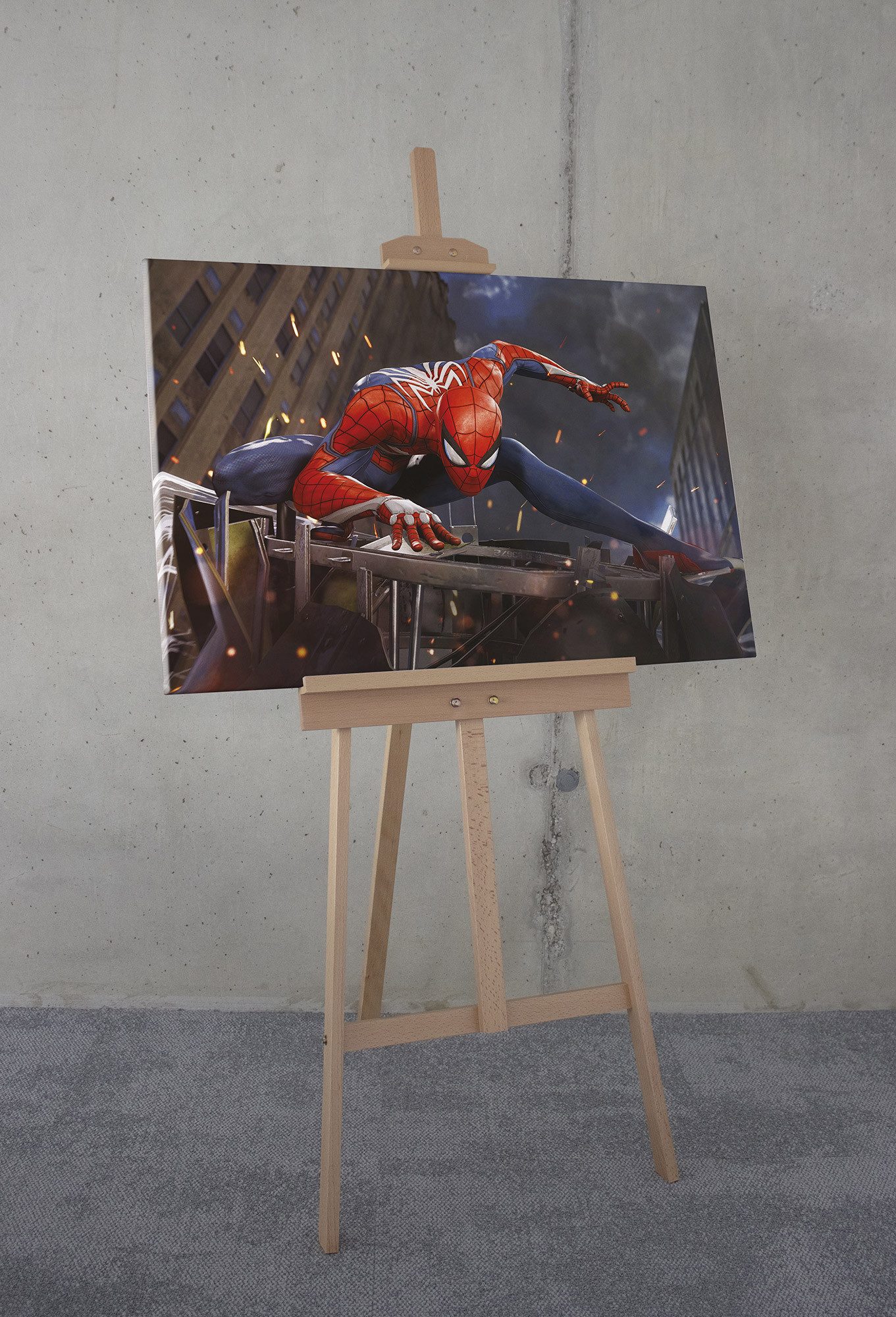 Komar Artprint op linnen Marvel Spider-Man Landing 90 x 60 cm (breite x höhe) - kinderzimmer, dekoration (1 stuk)