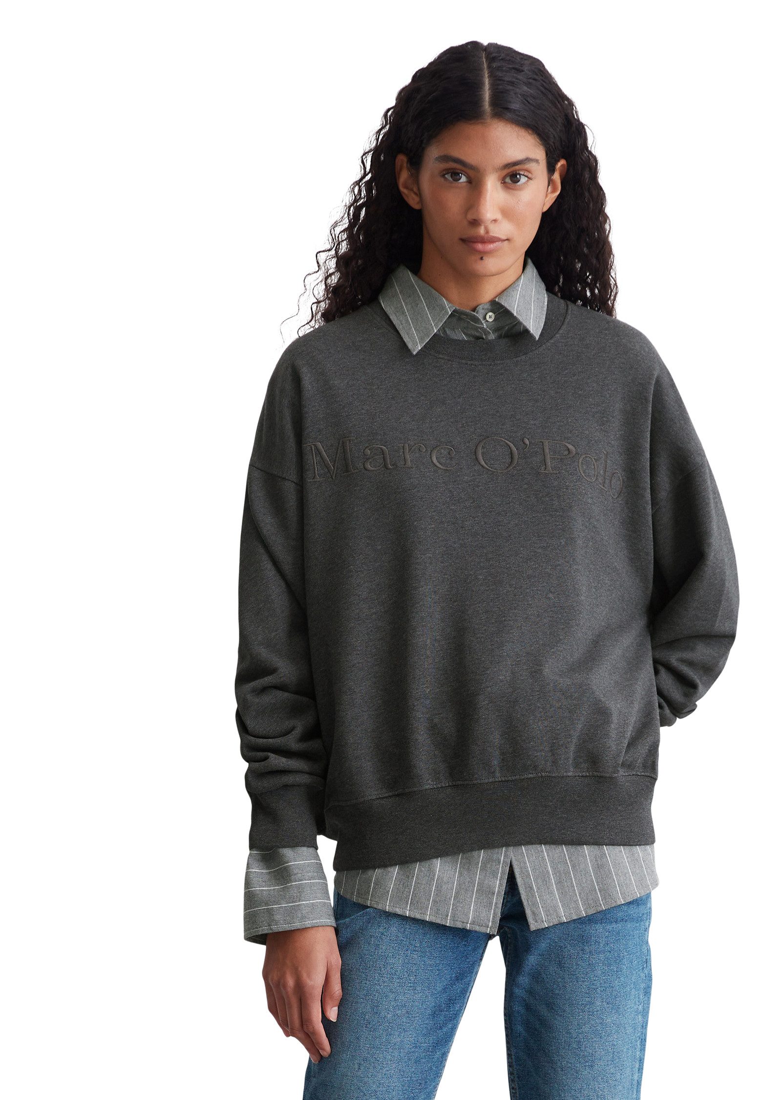 Marc O'Polo Logo sweatshirt relaxed Gray Dames