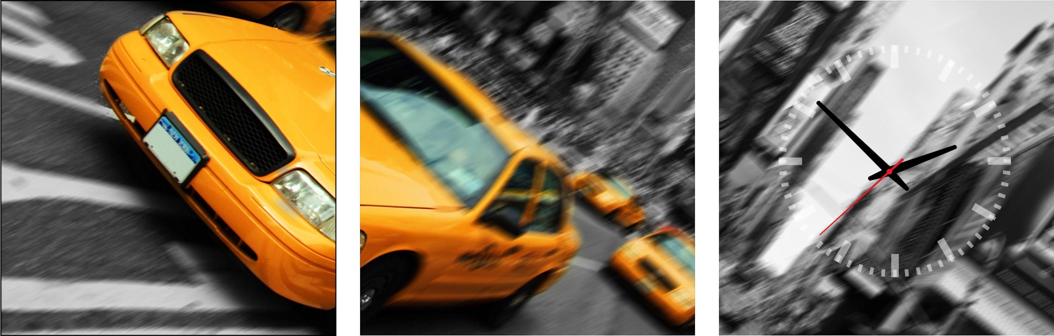 Conni Oberkircher´s Wanddecoratie Yellow Taxi met decoratieve klok (set)