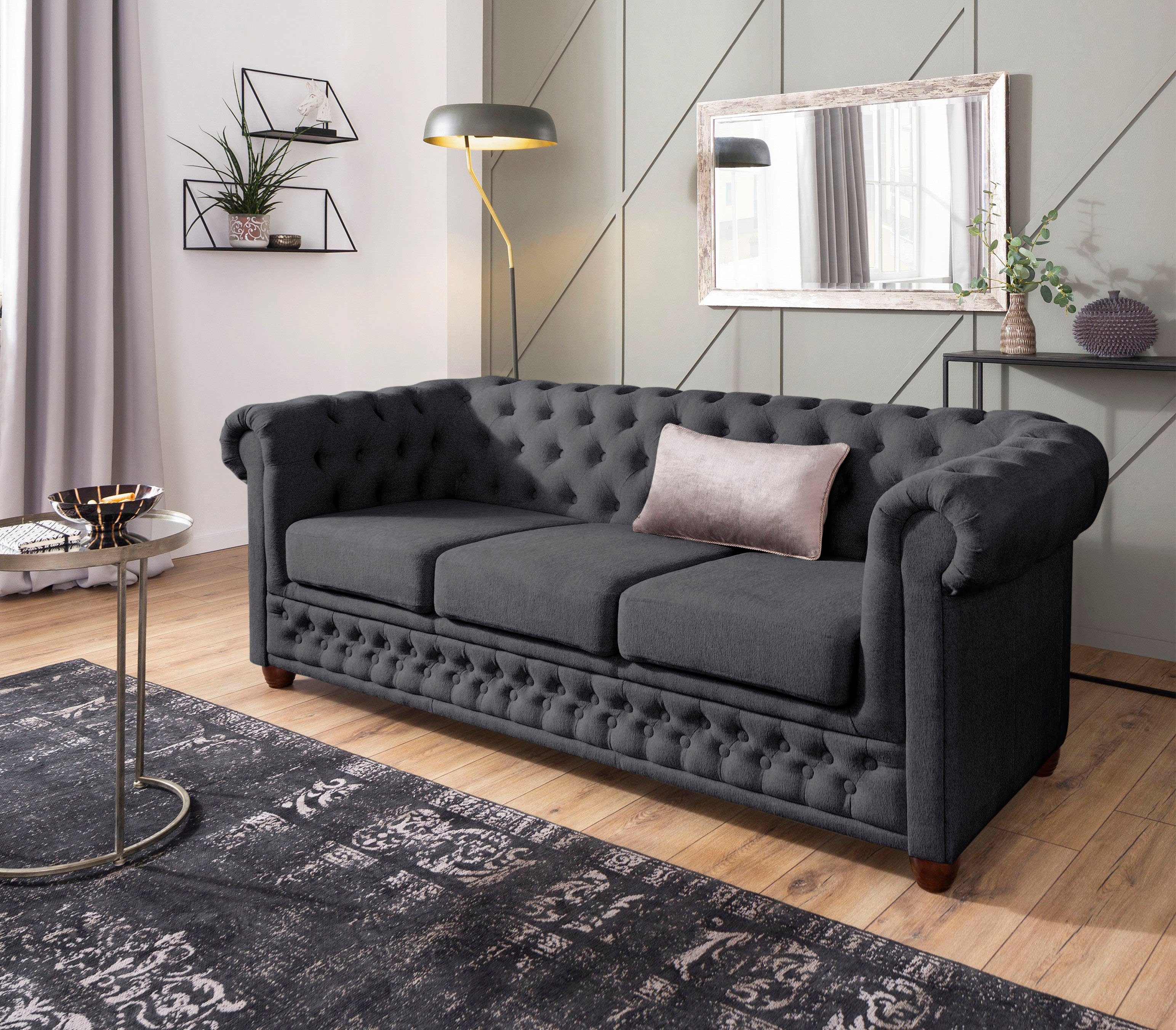Home affaire Chesterfield-bank New Castle met hoogwaardige capitonnage in chesterfield-design, bxdxh: 203x86x72