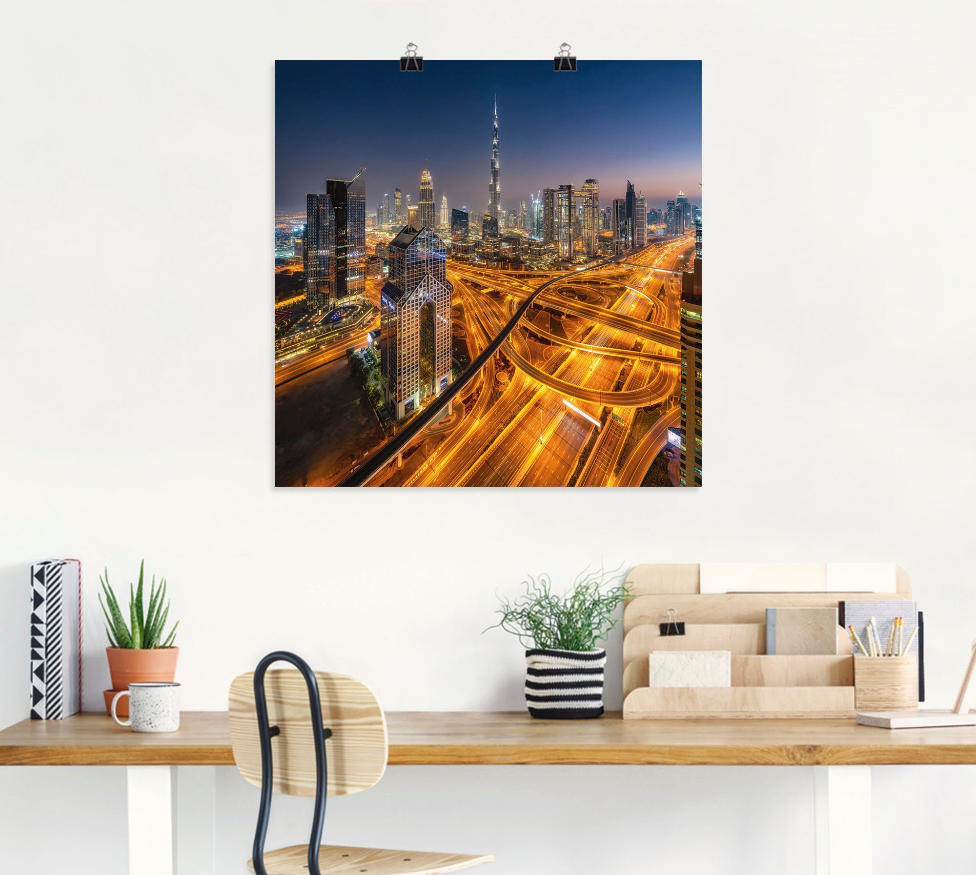 Artland Artprint Skyline Dubai als artprint van aluminium, artprint voor buiten, muursticker in diverse maten