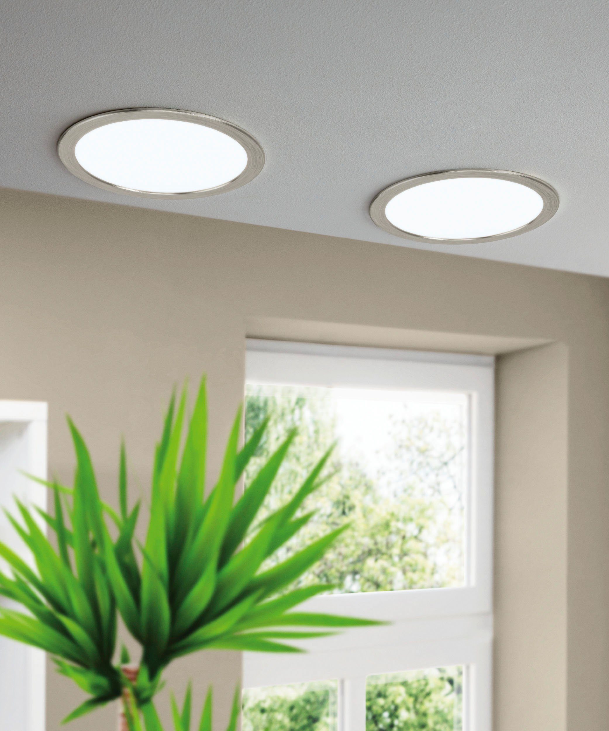 EGLO Plafondlamp FUEVA-Z Plafondlamp in nikkel van alu - 16,5W - warmwit - koudwit (1 stuk)