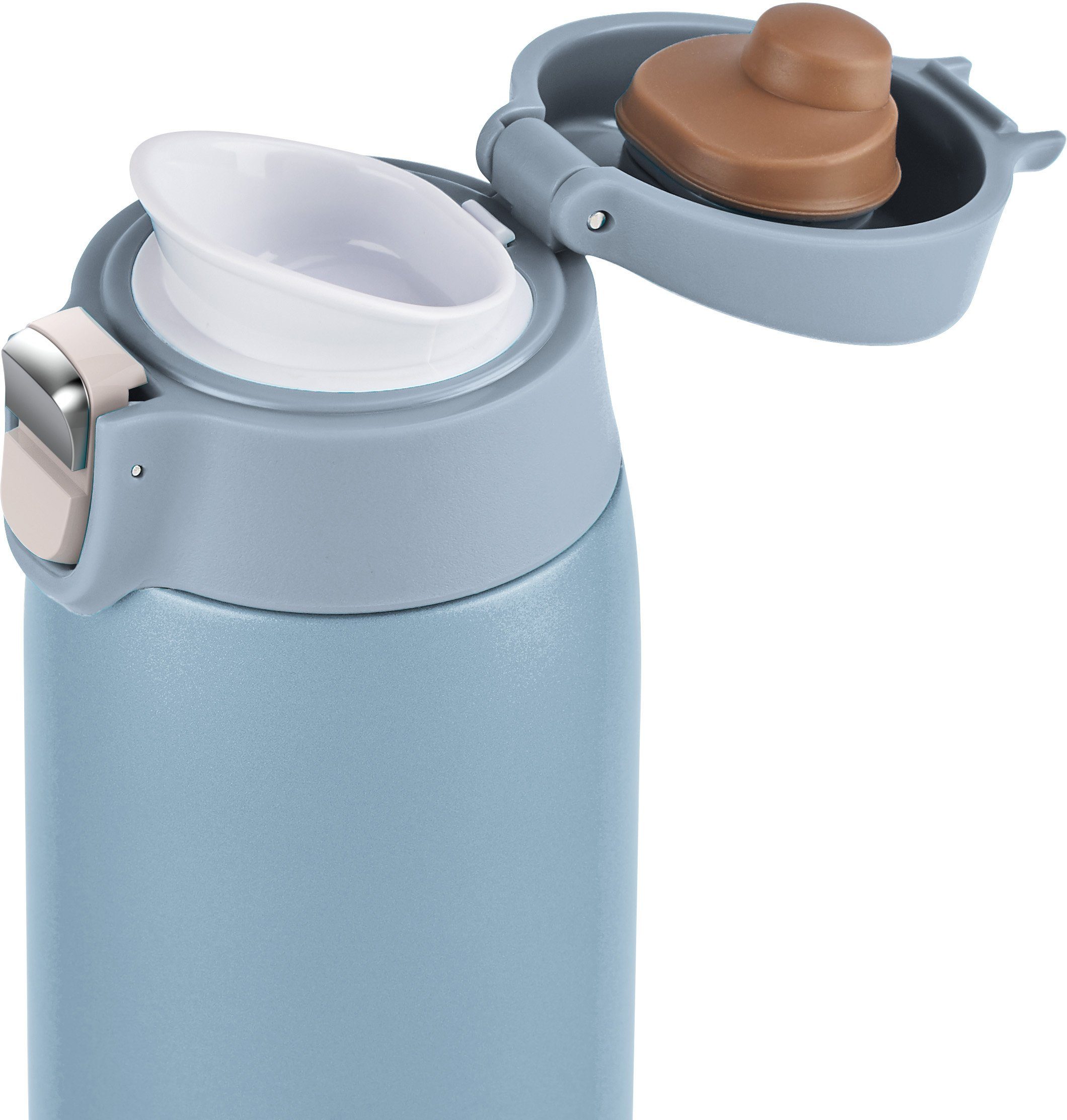Emsa Thermosbeker Travel Mug Light 0,4l, licht, roestvrij staal, klapvergrendeling, 100% dicht, 8u heet/16u koud