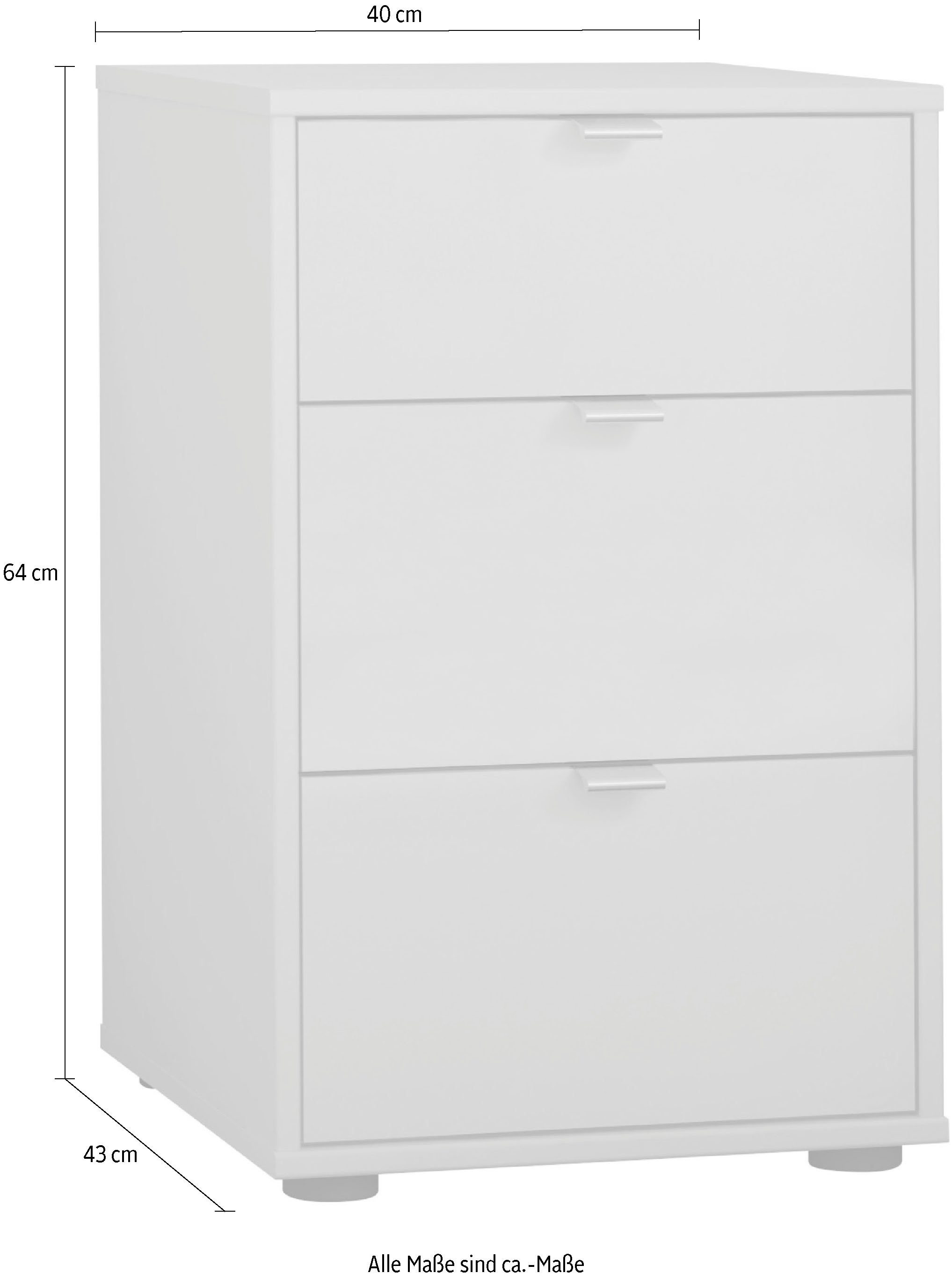 WIEMANN Nachtkastje Nizza voorgemonteerd, met soft-closetechniek en glazen front (set, 2 stuks)