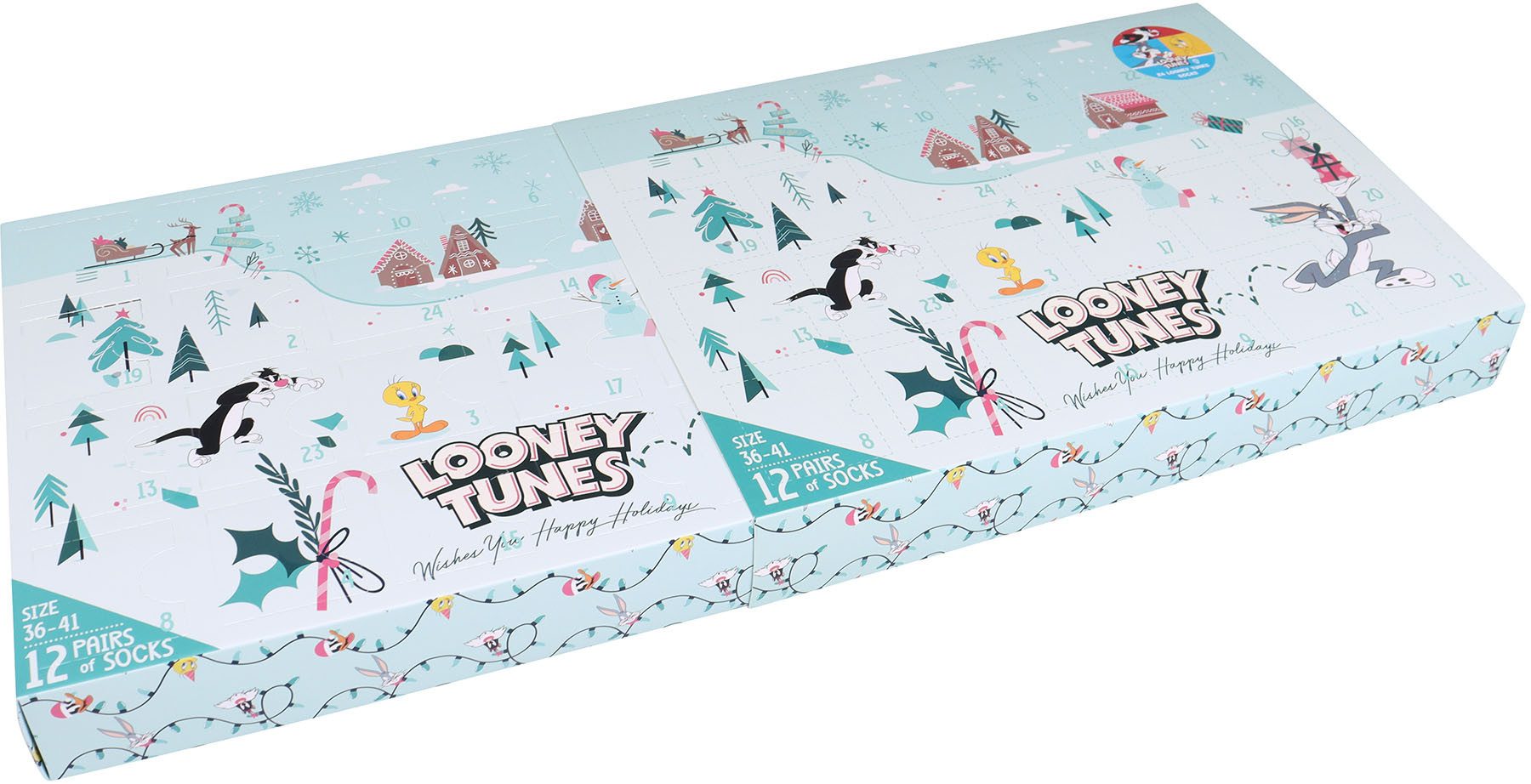 Capelli New York Adventskalender met 24 deurtjes en 12 paar sokken (24-delig)