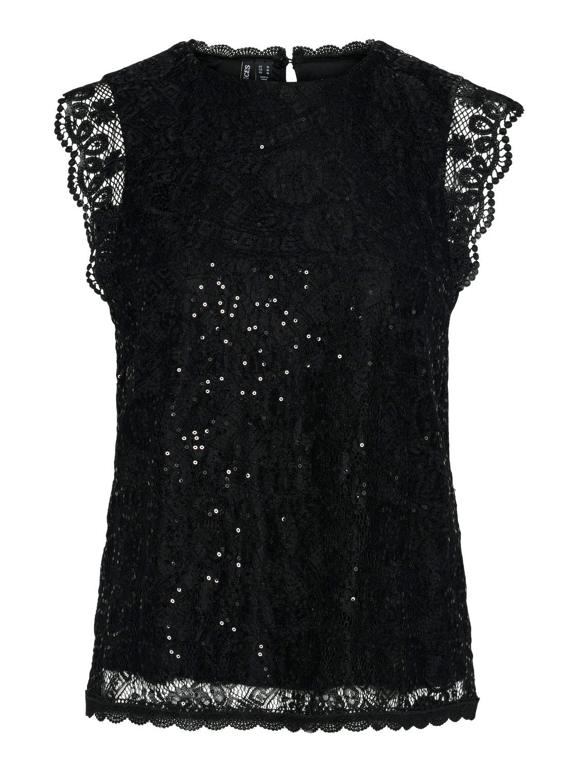 pieces Kanten top PCOLLINE SL LACE SEQUINS TOP NOOS