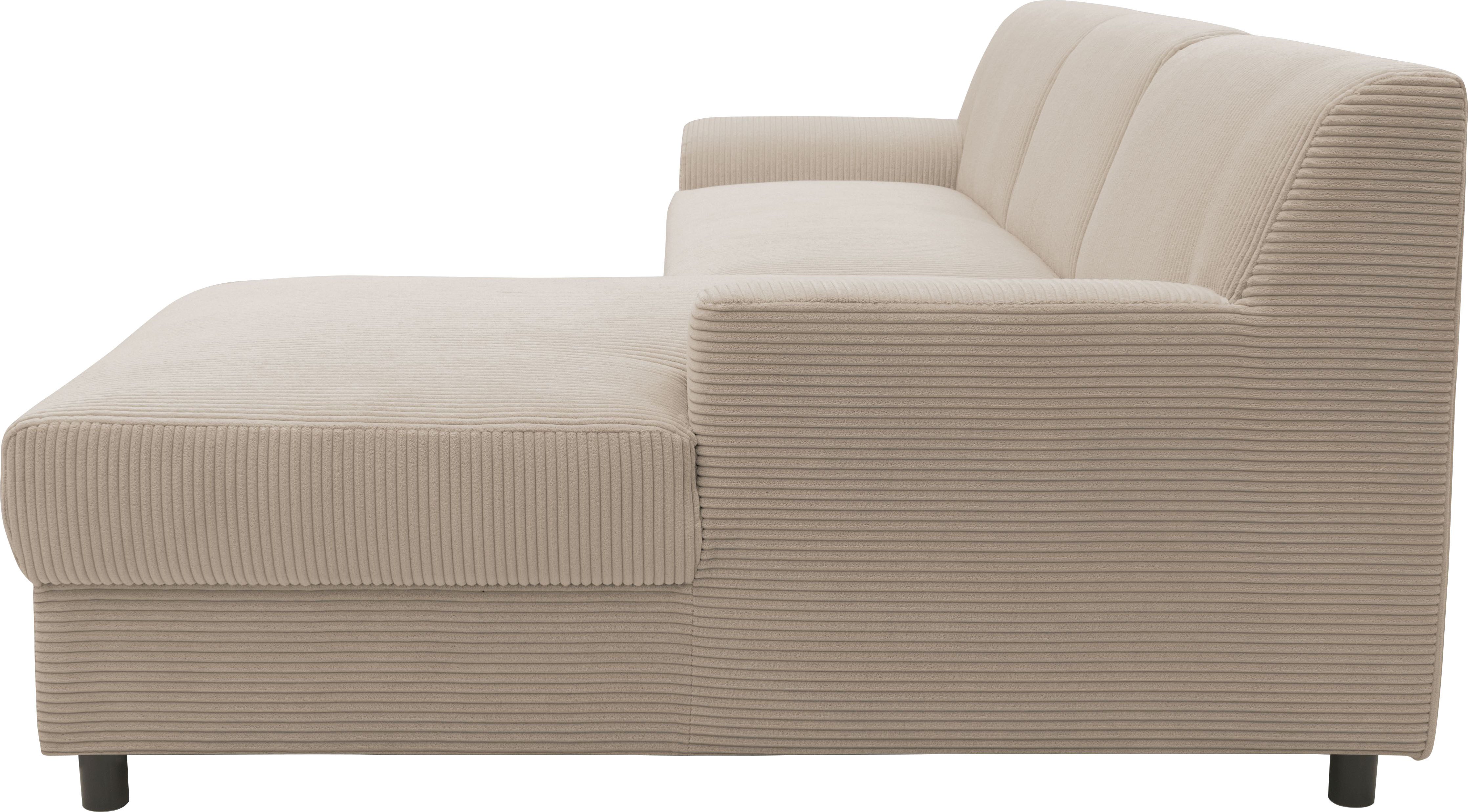 INOSIGN Hoekbank Turah 2, L-vorm, in Cord en waterafstotende microvezel, Vering B/D/H: 241/146/79 cm, incl. sierkussen, optioneel met bedfunctie