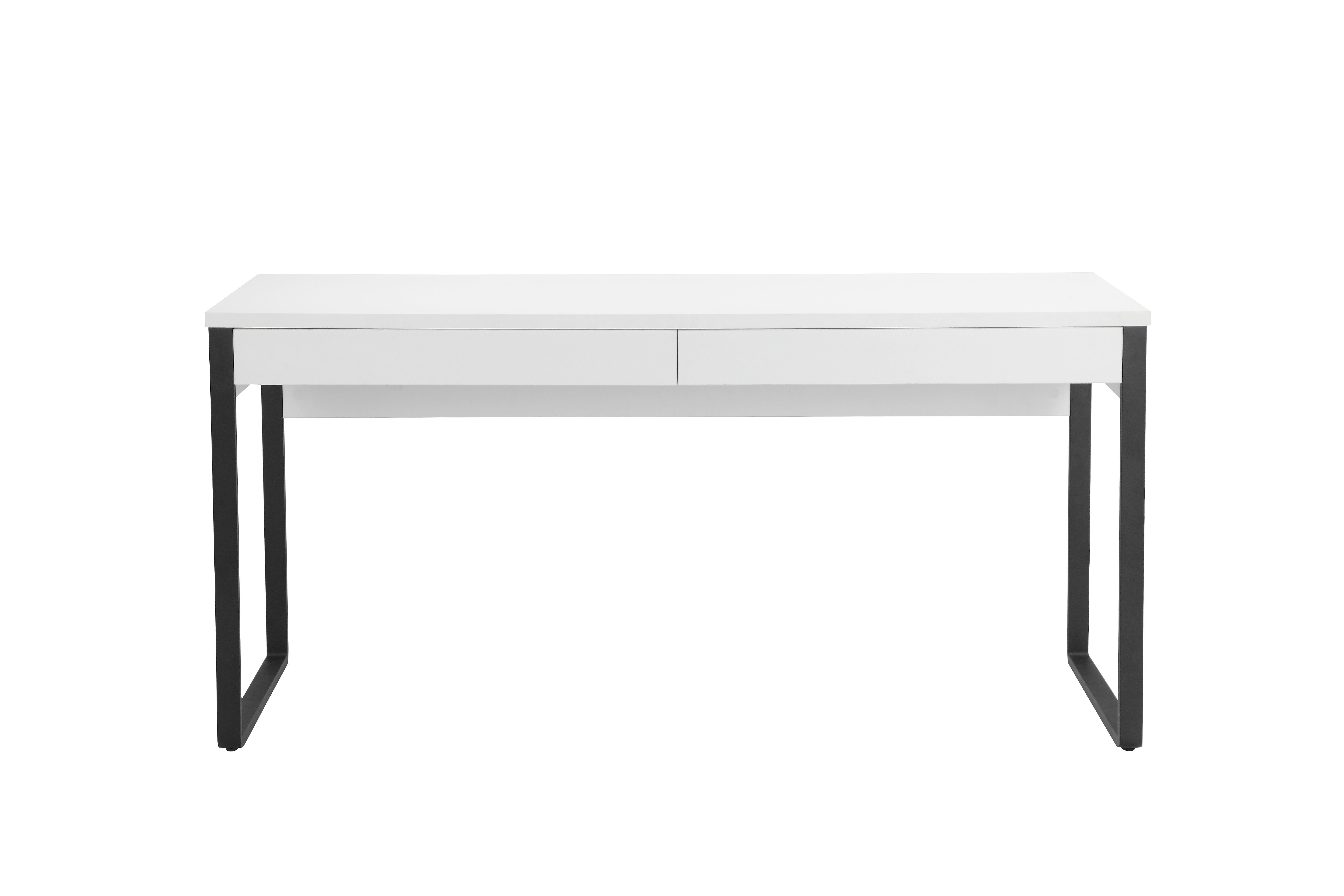 Places of Style Bureau Moid, Computertafel in modern design, Breedte 120/140/160 cm, met metalen poten & lade bureaus maat 160 cm x 77 cm x 60 cm wit