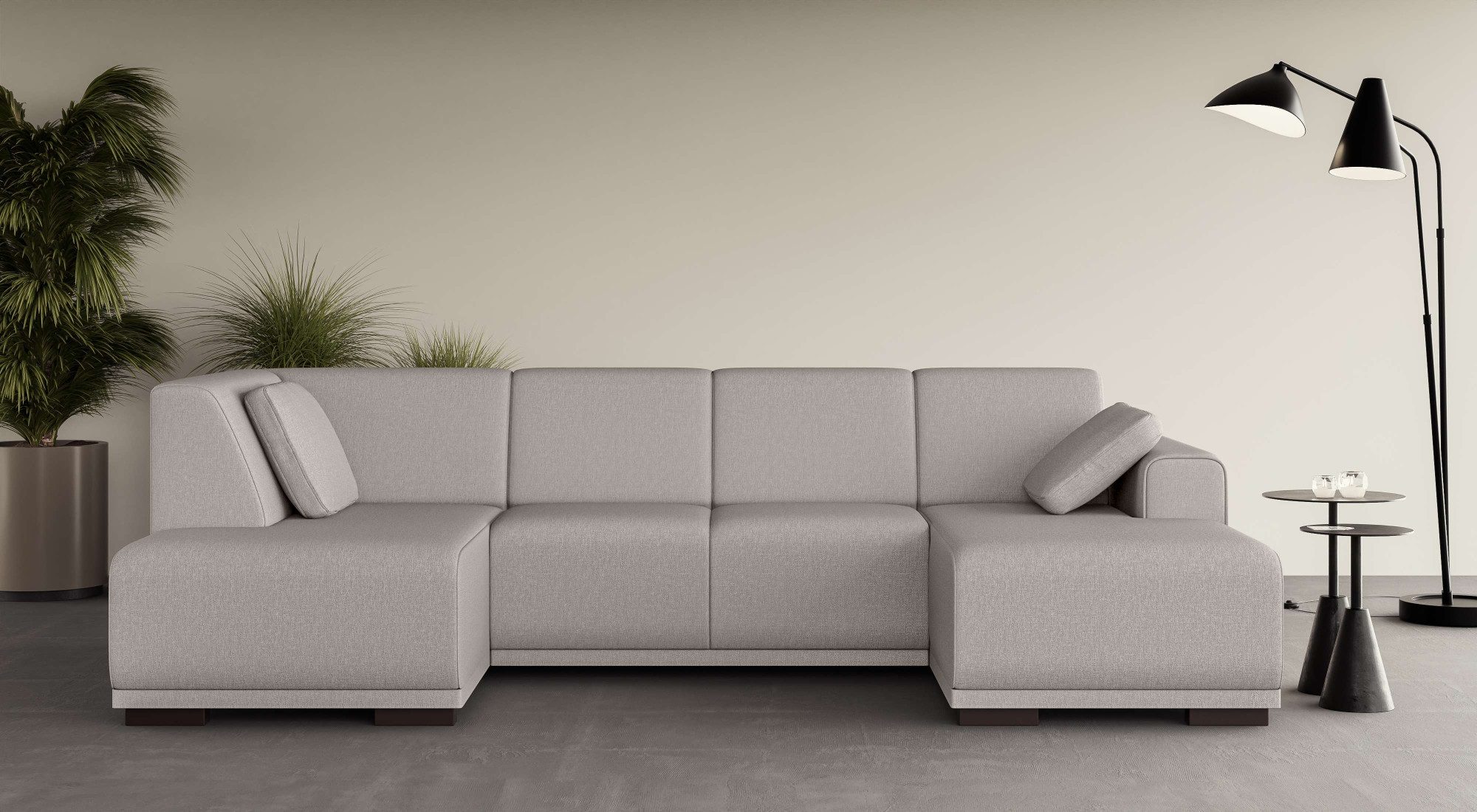 Home affaire Zithoek BORNHOLM U-vorm met chaise longue rechts/links, B/D/H: 300/162/85 cm U-vorm met golvende ondervering, chaise longue rechts of links bestelbaar